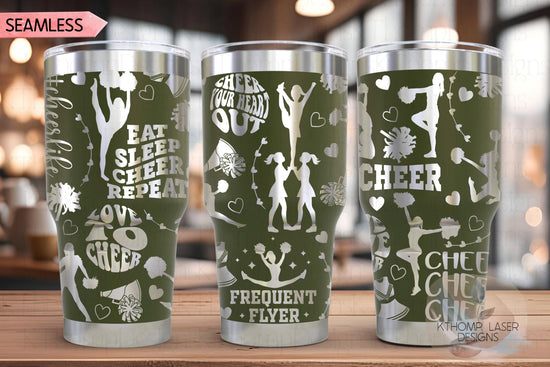 Cheer Tumbler Wrap SVG | 20oz and 30oz Laser Engraving File | Rotary Ready Digital Design | Sports Fan SVG