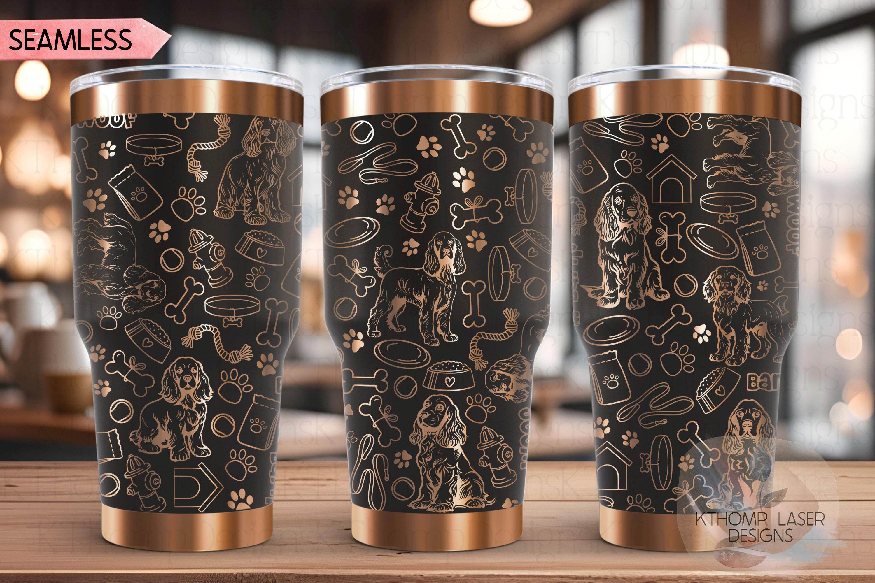 Cocker Spaniel Tumbler Wrap SVG | 20oz and 30oz Laser Engraving File | Rotary Engrave Digital Design | Dog Lover Gift