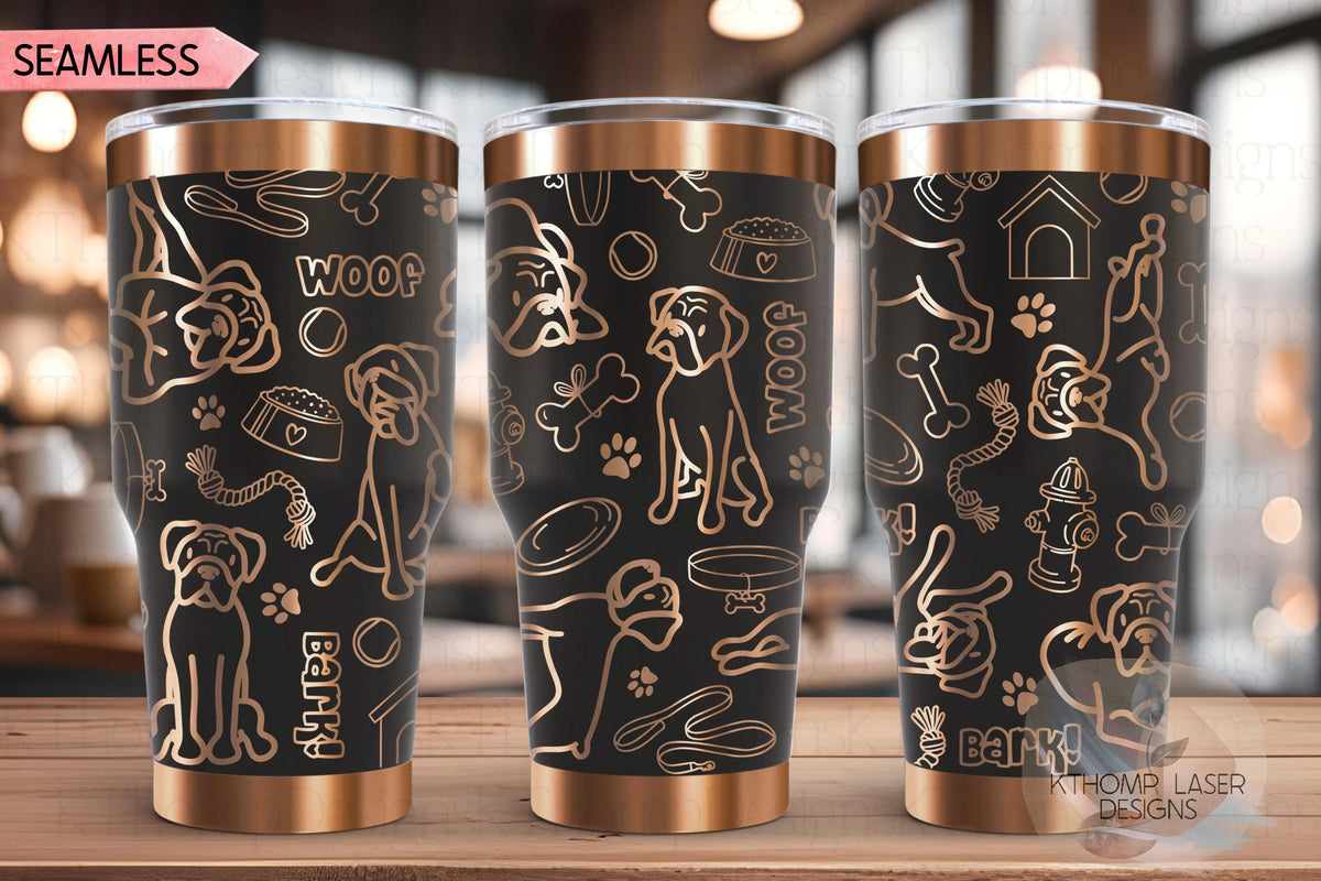 Cute Boxer Dog Tumbler Wrap SVG | 20oz and 30oz Laser Engraving File | Rotary Engrave Digital Design | Dog Lover Gift