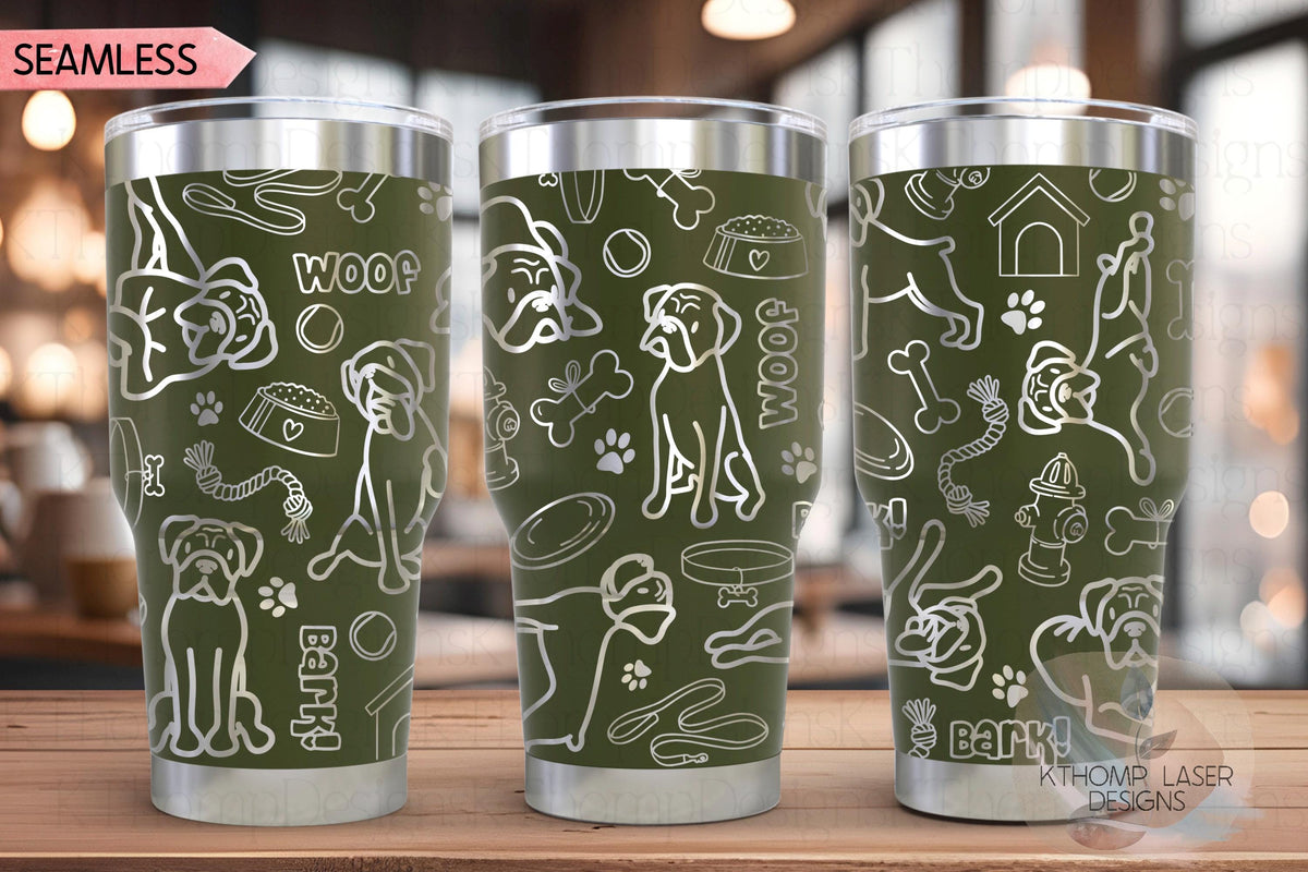 Cute Boxer Dog Tumbler Wrap SVG | 20oz and 30oz Laser Engraving File | Rotary Engrave Digital Design | Dog Lover Gift