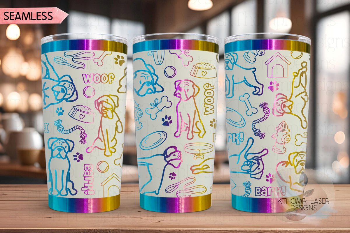 Cute Boxer Dog Tumbler Wrap SVG | 20oz and 30oz Laser Engraving File | Rotary Engrave Digital Design | Dog Lover Gift