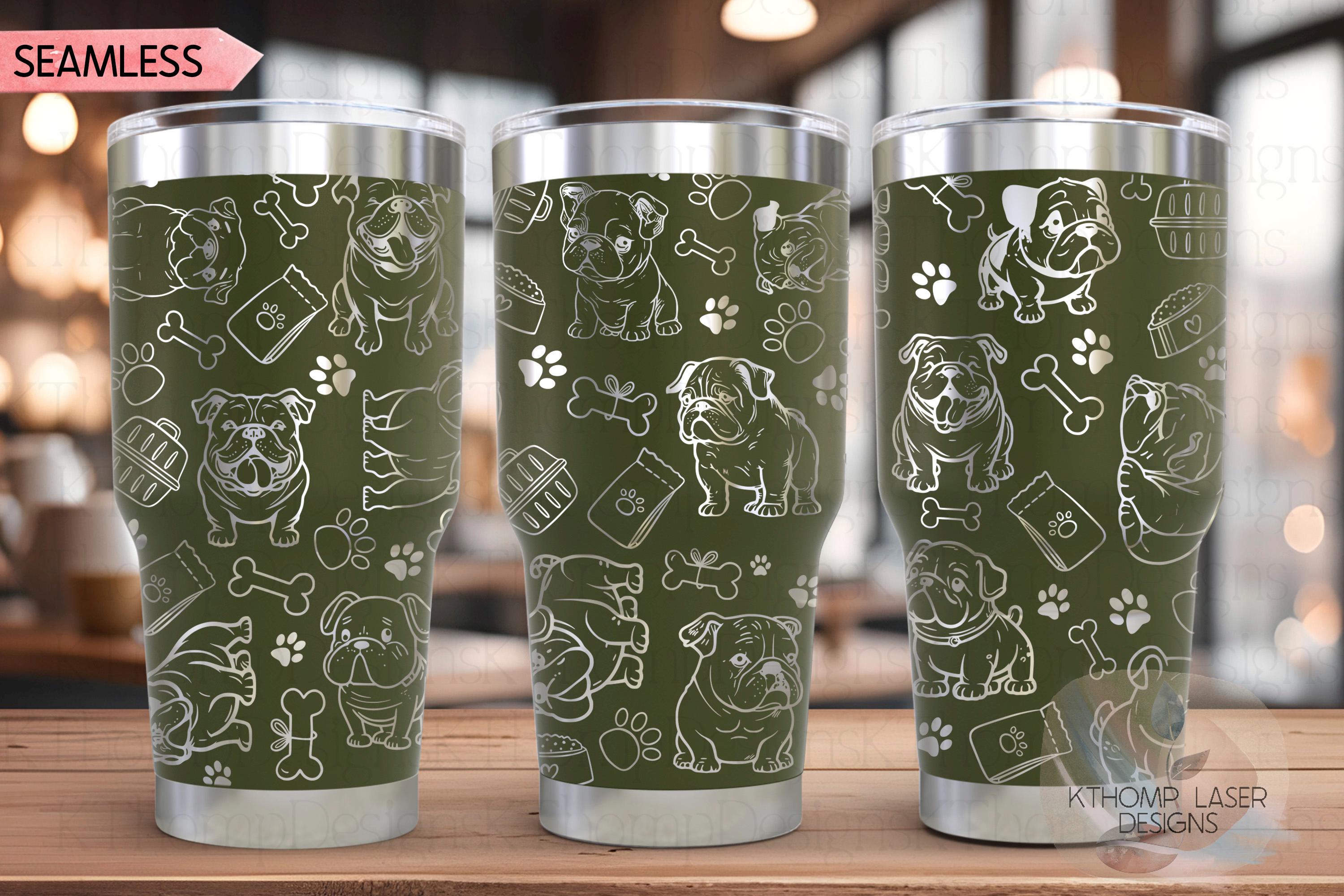 English Bulldog Tumbler Wrap SVG | 20oz and 30oz Laser Engraving File | Rotary Engrave Digital Design | Dog Lover Gift
