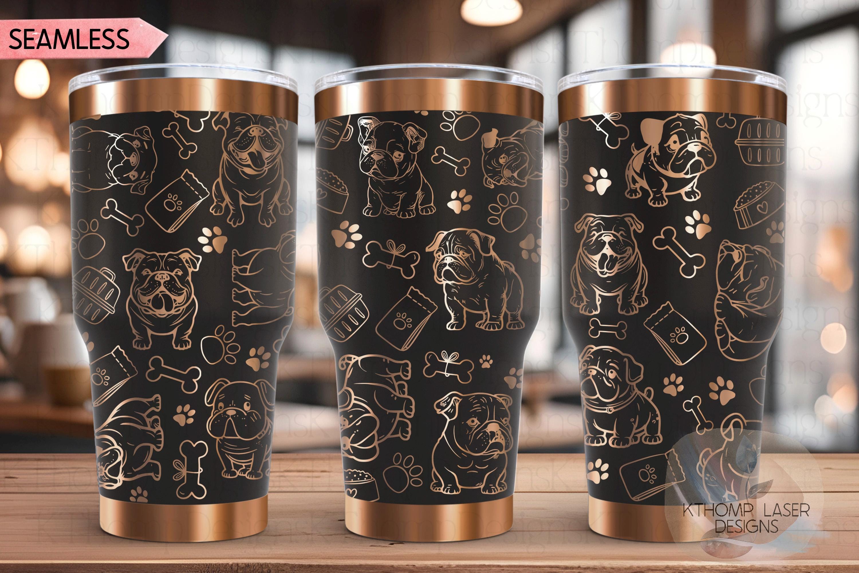 English Bulldog Tumbler Wrap SVG | 20oz and 30oz Laser Engraving File | Rotary Engrave Digital Design | Dog Lover Gift