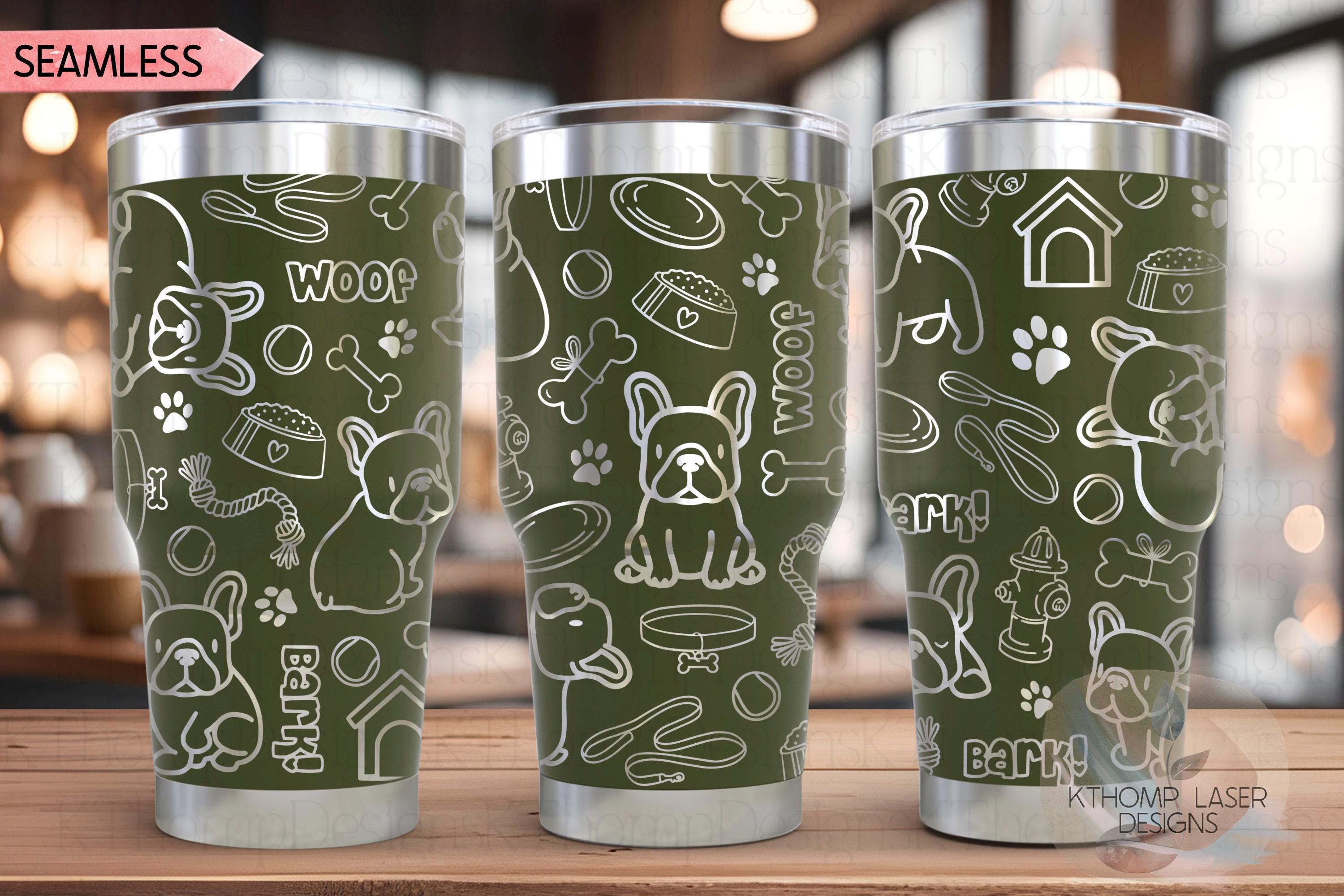Frenchie Tumbler Wrap SVG | 20oz and 30oz Laser Engraving File | Rotary Engrave Digital Design | Dog Lover Gift