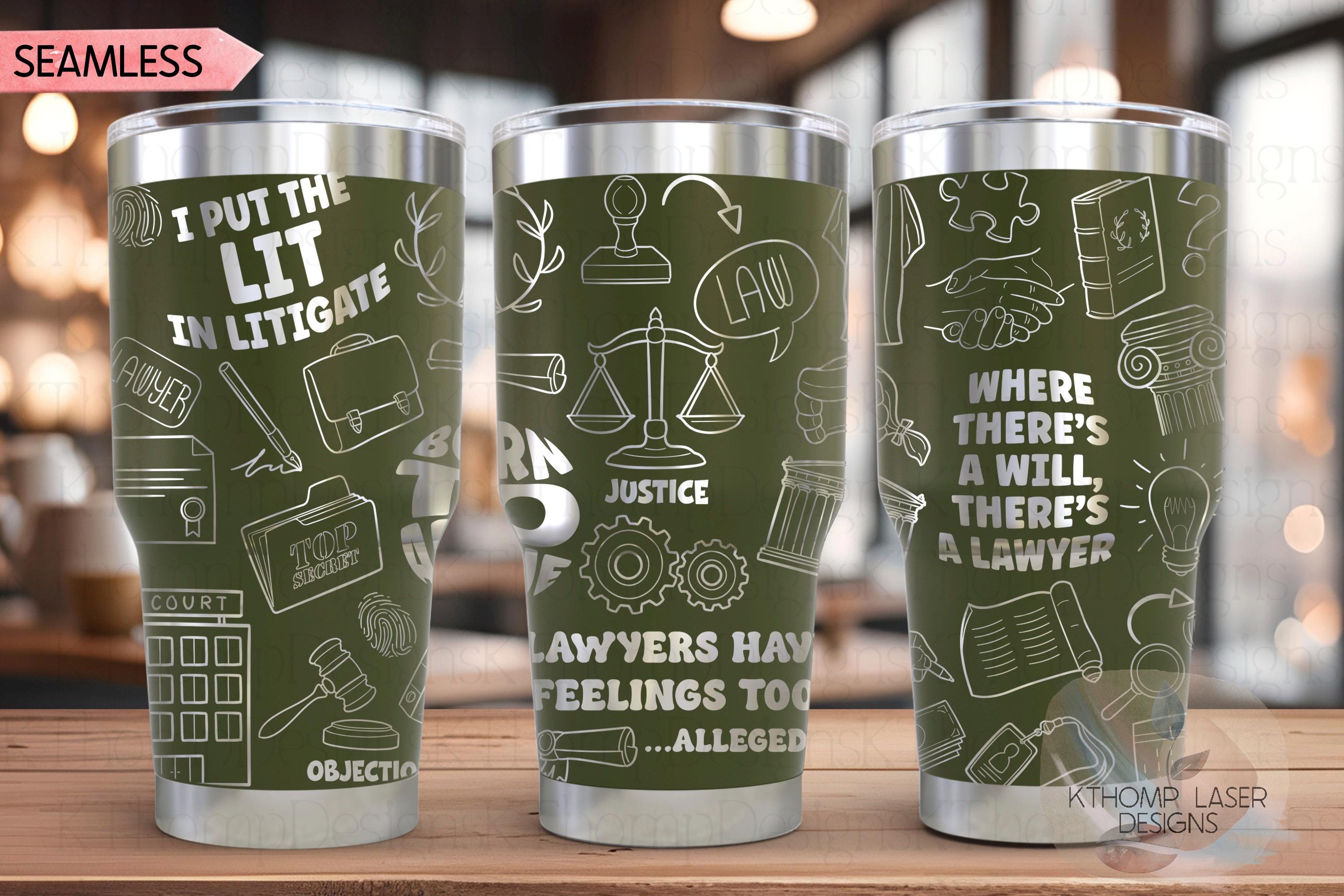 Lawyer Attorney Law Tumbler Wrap SVG | 20oz and 30 oz Laser Engraving File | Rotary Ready Digital Design | Career Gift SVG
