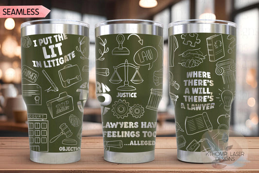 Lawyer Attorney Law Tumbler Wrap SVG | 20oz and 30 oz Laser Engraving File | Rotary Ready Digital Design | Career Gift SVG