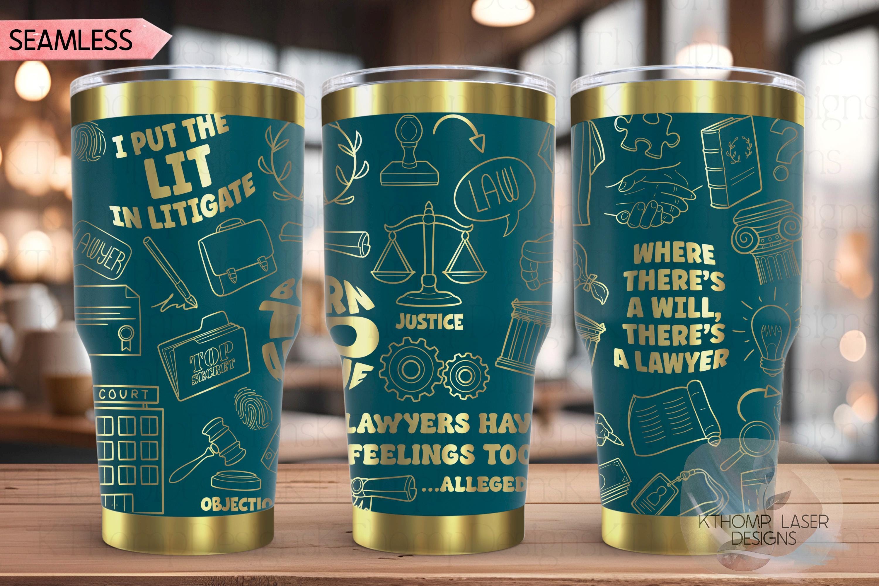 Lawyer Attorney Law Tumbler Wrap SVG | 20oz and 30 oz Laser Engraving File | Rotary Ready Digital Design | Career Gift SVG
