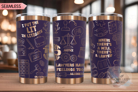 Lawyer Attorney Law Tumbler Wrap SVG | 20oz and 30 oz Laser Engraving File | Rotary Ready Digital Design | Career Gift SVG
