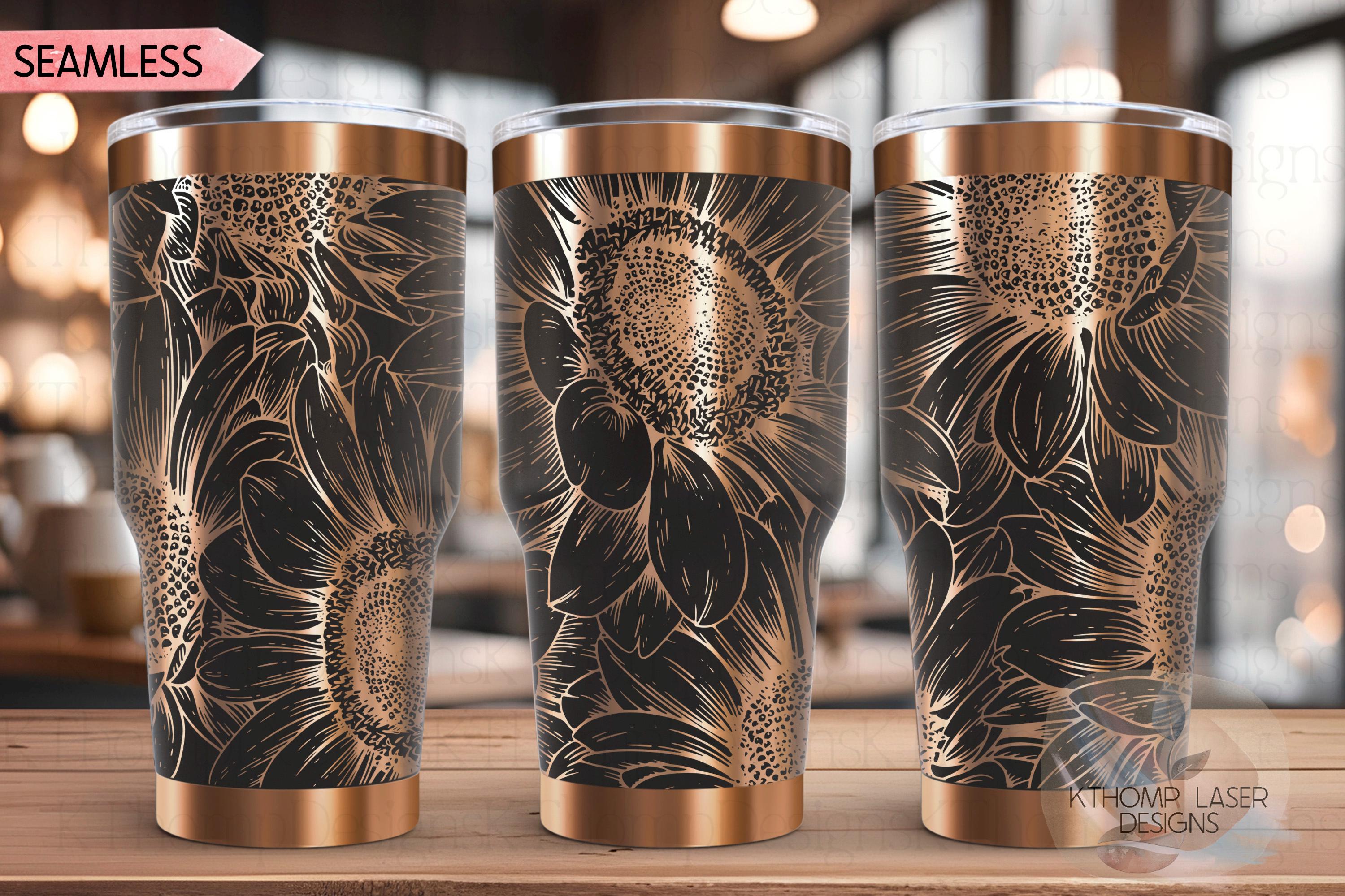Sunflower Tumbler Wrap SVG | 20oz and 30oz Laser Engraving File | Rotary Engrave Digital Design | Floral SVG Design