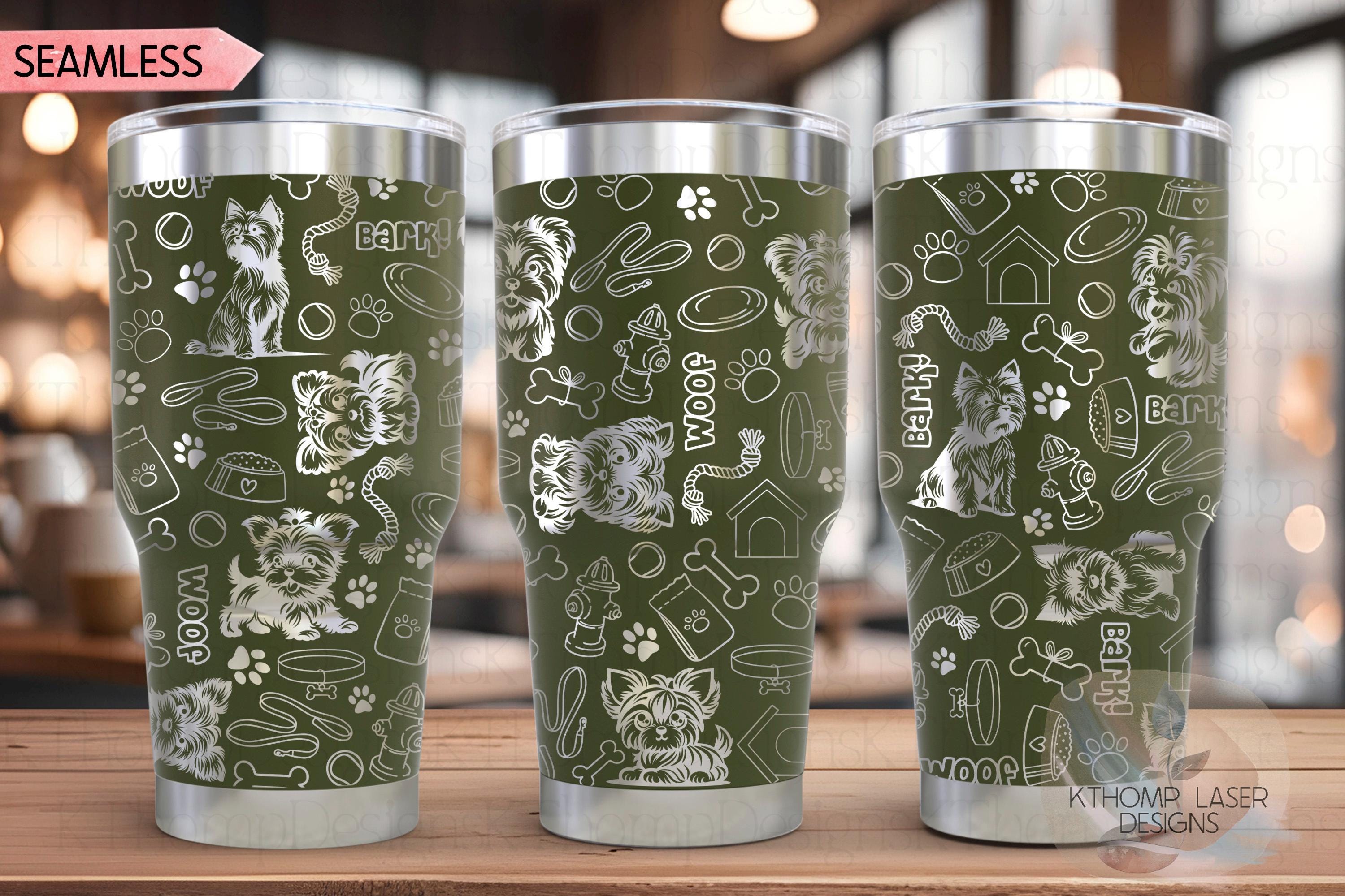 Yorkshire Terrier Tumbler Wrap SVG | 20oz and 30oz Laser Engraving File | Rotary Engrave Digital Design | Dog Lover Gift
