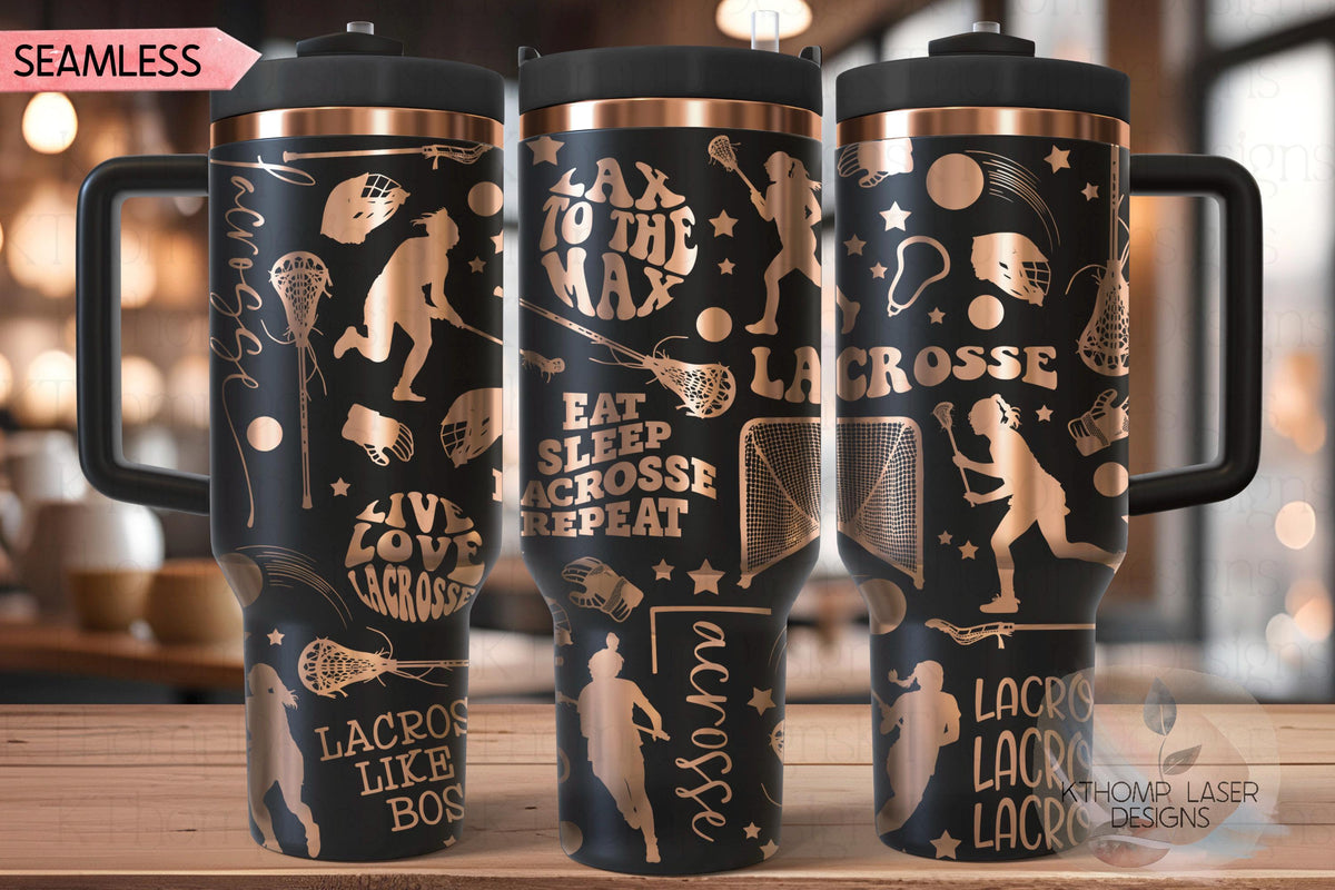Lacrosse Female Tumbler Wrap SVG | 40oz Laser Engraving File | Rotary Ready Digital Design | Sports Fan SVG