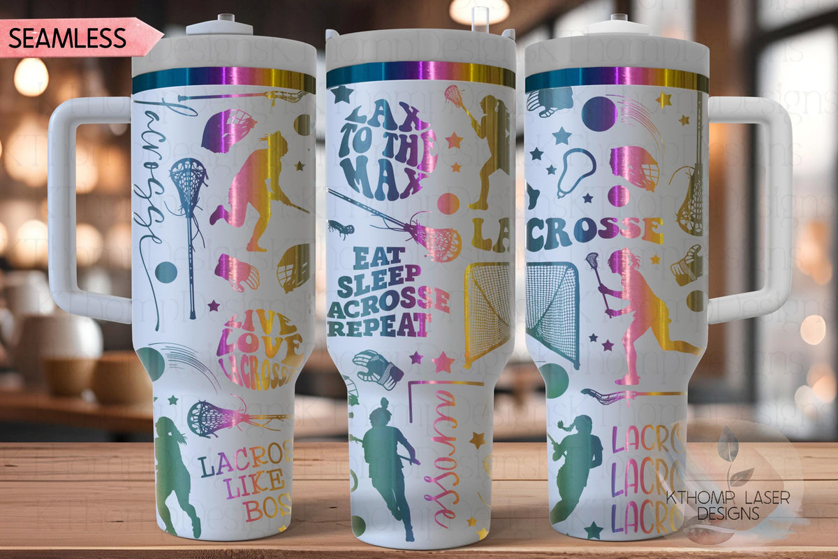 Lacrosse Female Tumbler Wrap SVG | 40oz Laser Engraving File | Rotary Ready Digital Design | Sports Fan SVG