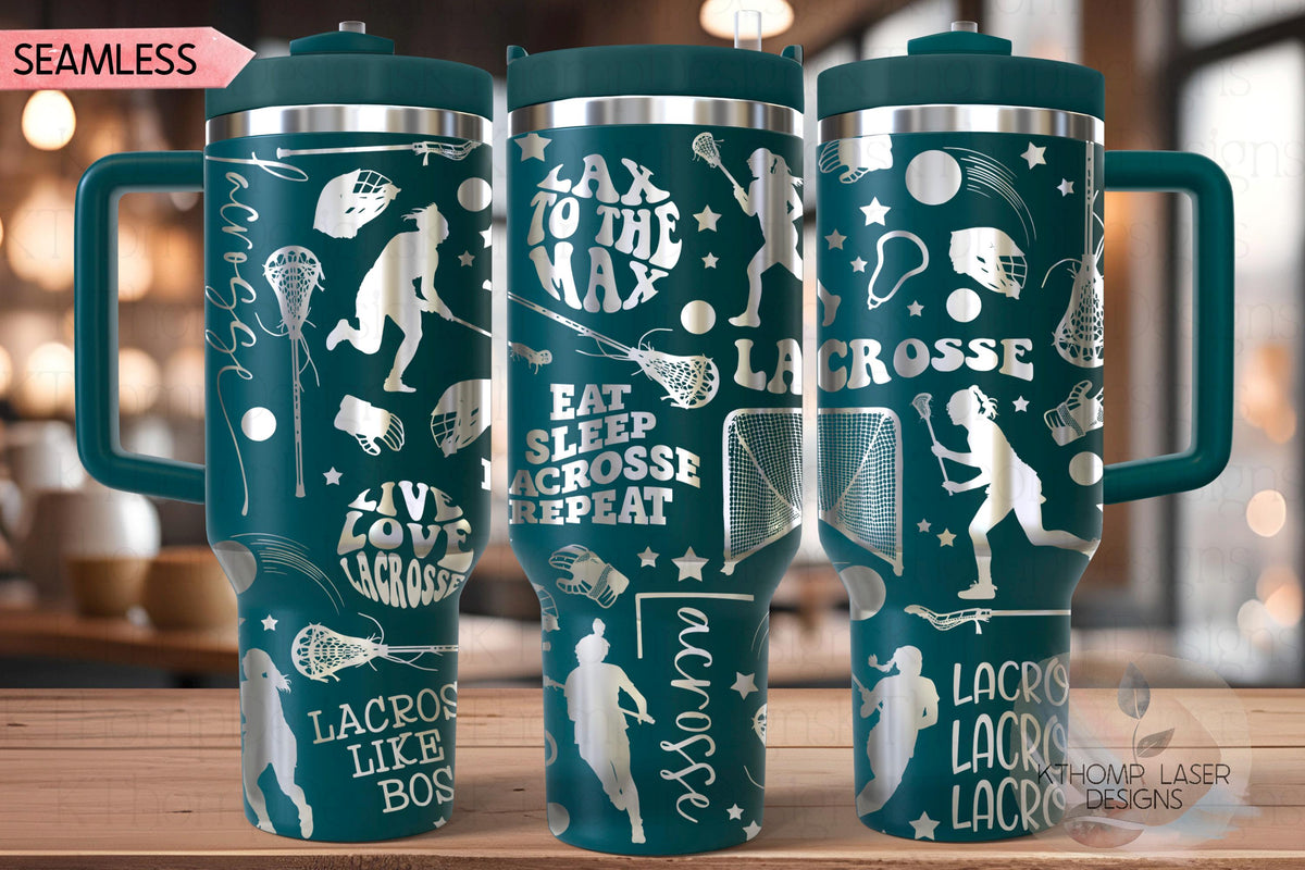 Lacrosse Female Tumbler Wrap SVG | 40oz Laser Engraving File | Rotary Ready Digital Design | Sports Fan SVG