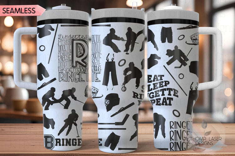 Ringette Tumbler Wrap SVG | 40oz Laser Engraving File | Rotary Ready Digital Design | Sports Fan SVG