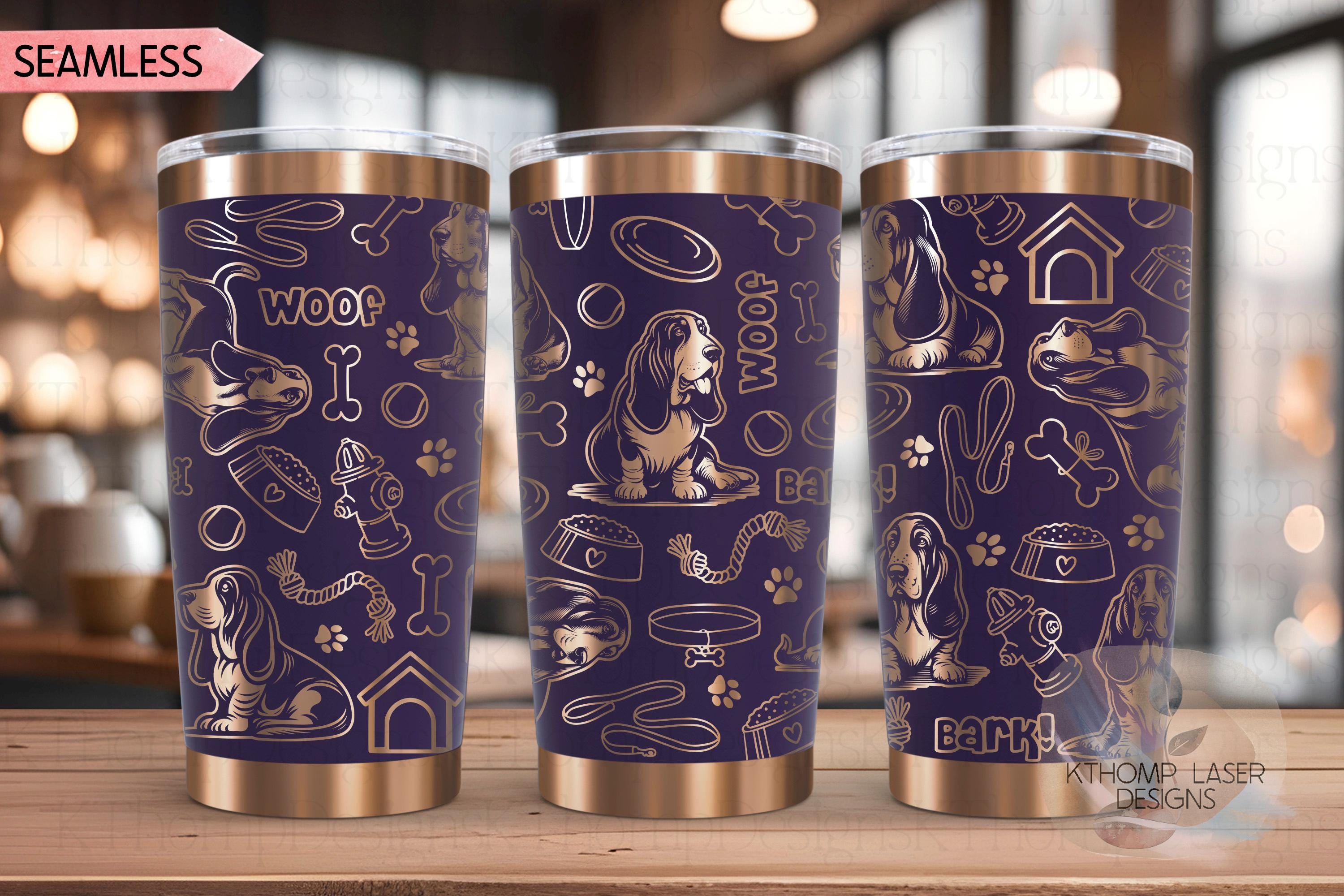 Bassett Hound Tumbler Wrap SVG | 20oz and 30oz Laser Engraving File | Rotary Engrave Digital Design | Dog Lover Gift