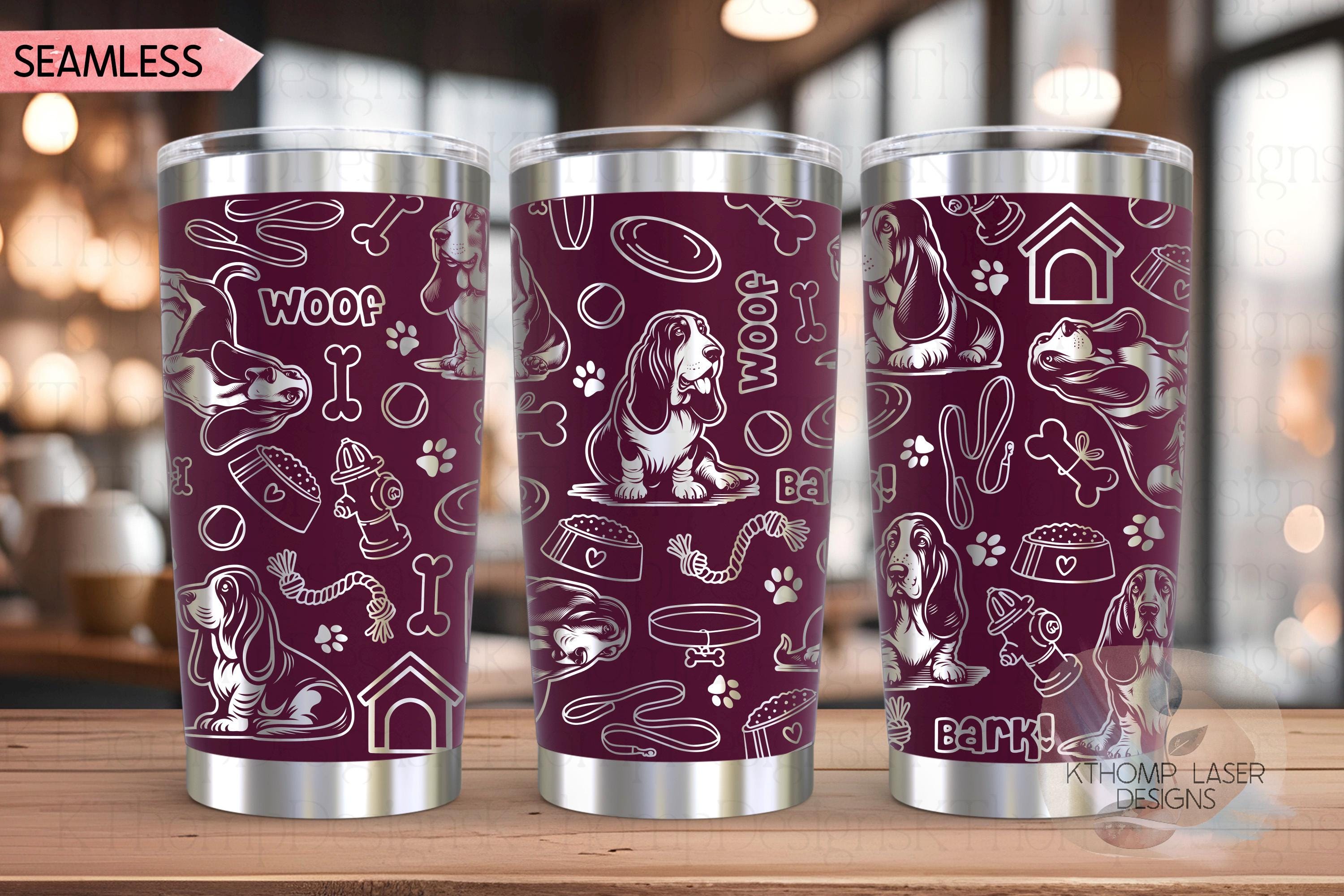 Bassett Hound Tumbler Wrap SVG | 20oz and 30oz Laser Engraving File | Rotary Engrave Digital Design | Dog Lover Gift