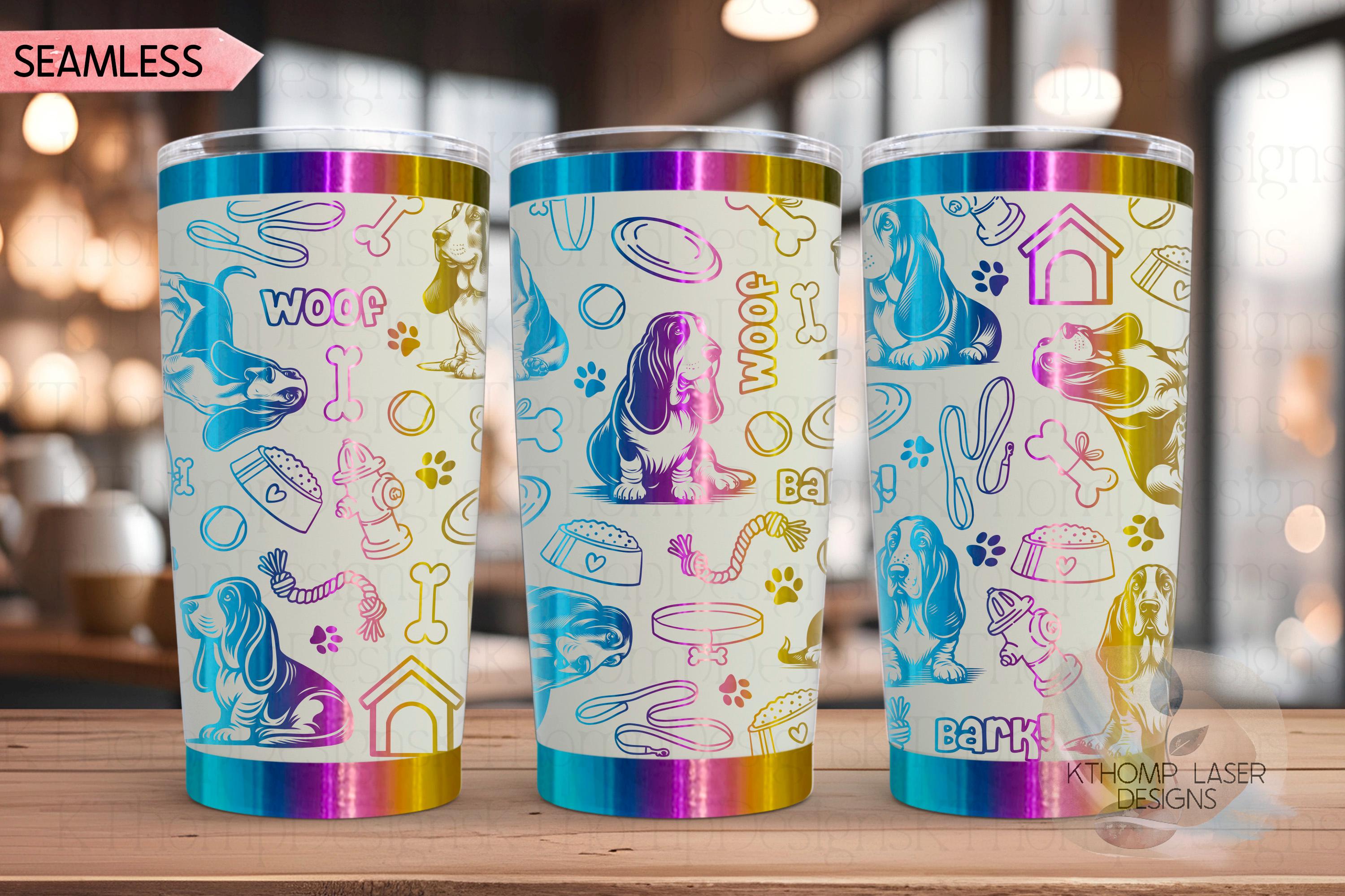 Bassett Hound Tumbler Wrap SVG | 20oz and 30oz Laser Engraving File | Rotary Engrave Digital Design | Dog Lover Gift