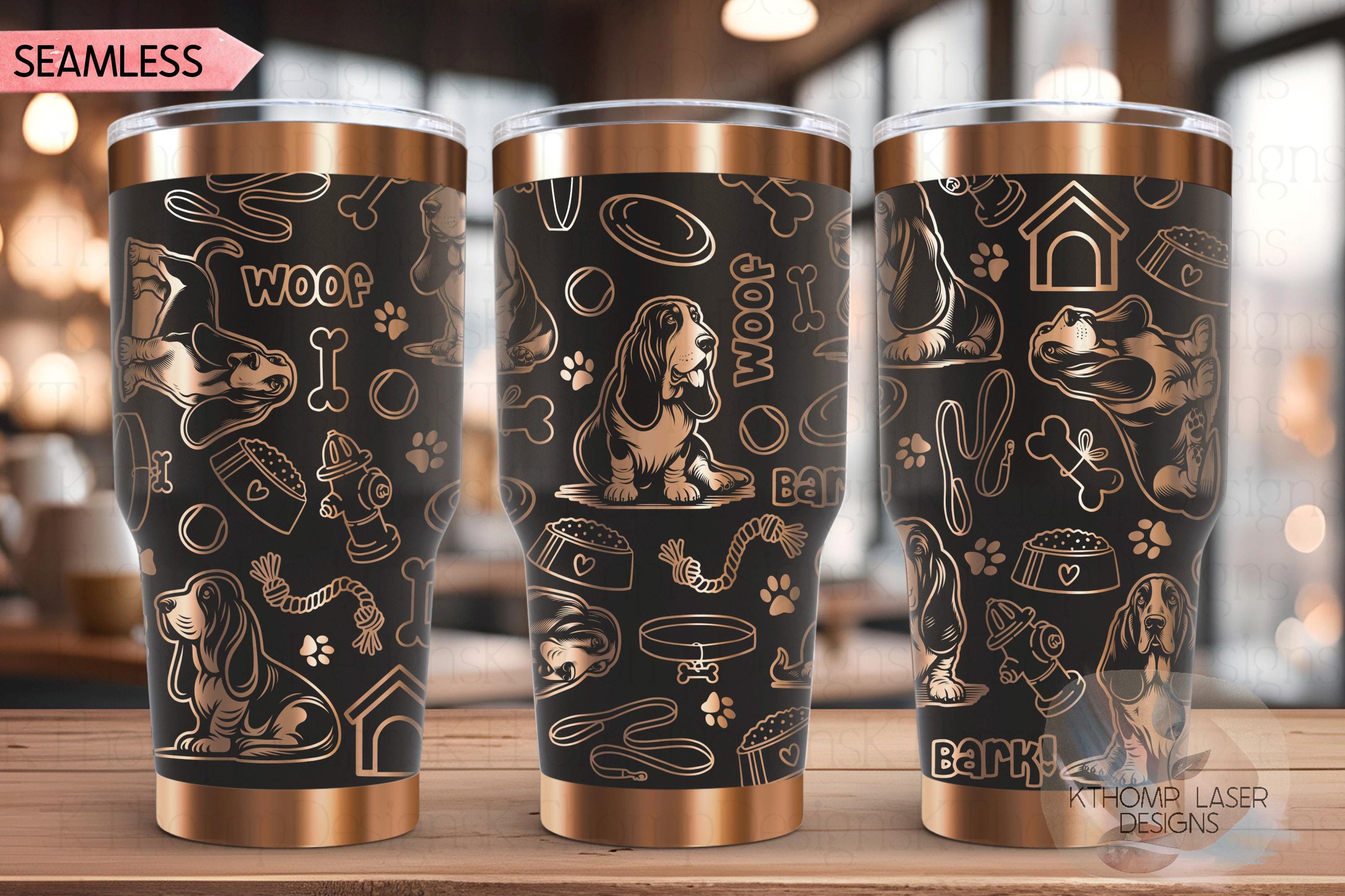 Bassett Hound Tumbler Wrap SVG | 20oz and 30oz Laser Engraving File | Rotary Engrave Digital Design | Dog Lover Gift