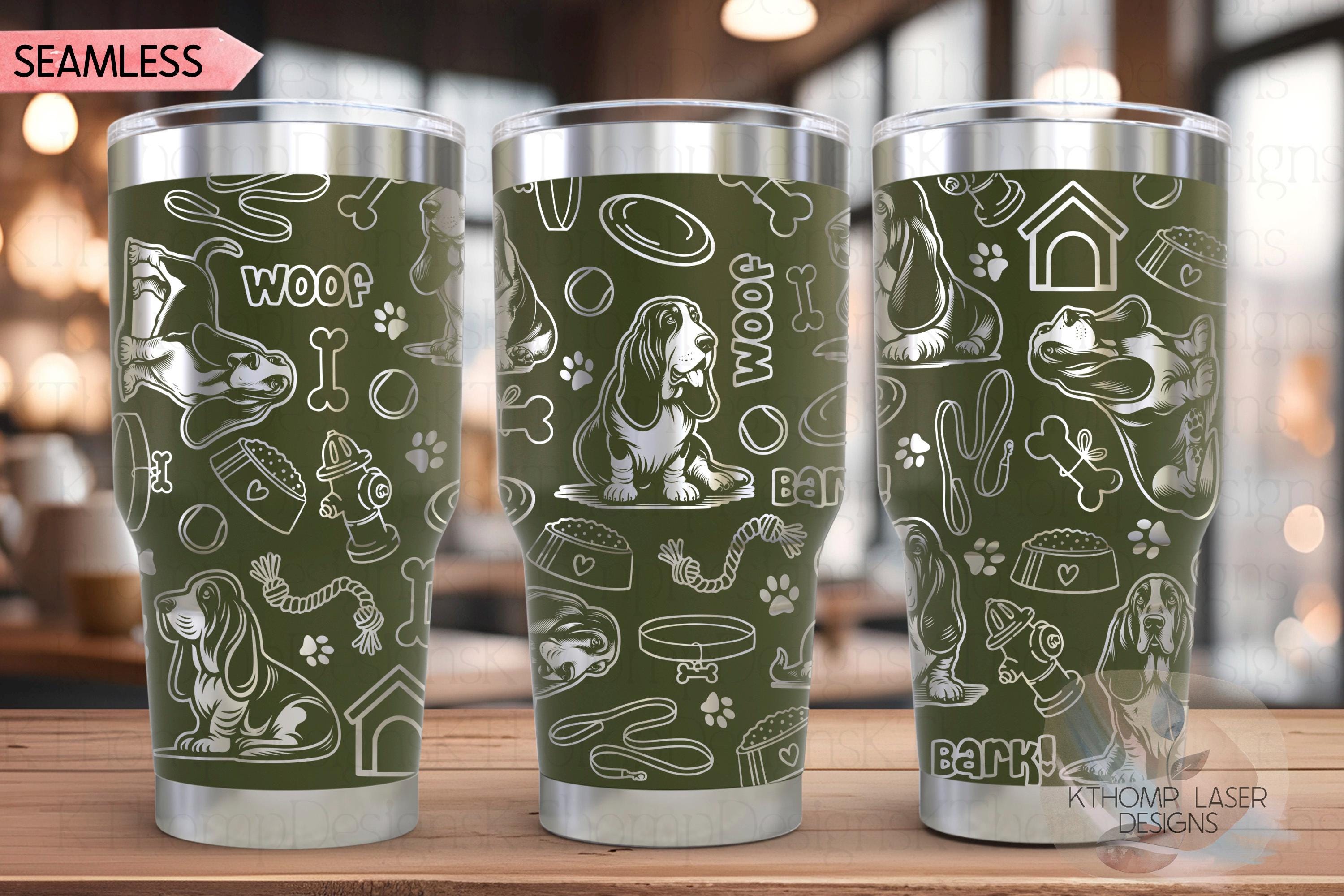 Bassett Hound Tumbler Wrap SVG | 20oz and 30oz Laser Engraving File | Rotary Engrave Digital Design | Dog Lover Gift