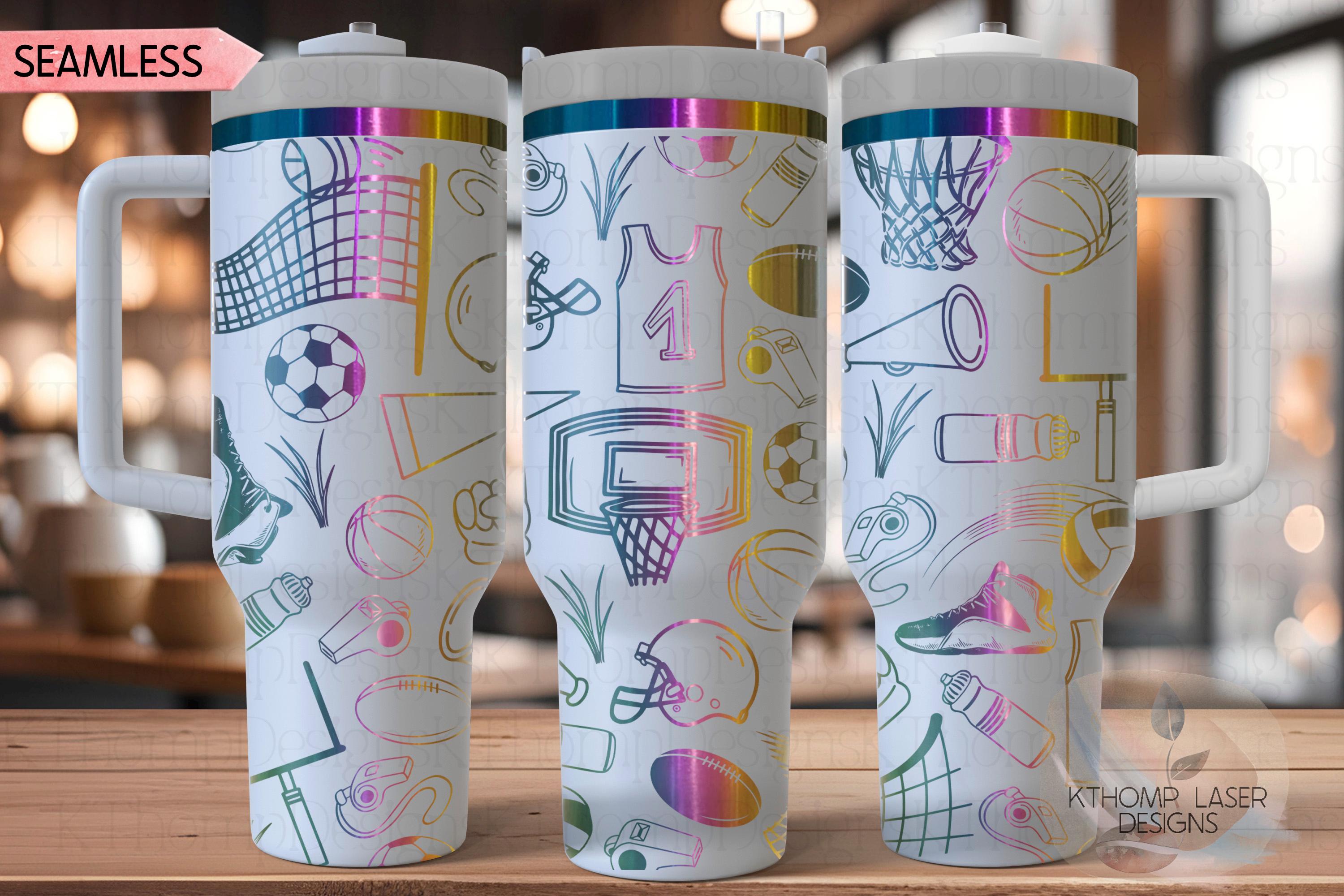 Sports Soccer Volleyball Rugby Basketball Tumbler Wrap SVG | 40oz Laser Engraving File | Rotary Ready Digital Design | Sports Fan SVG