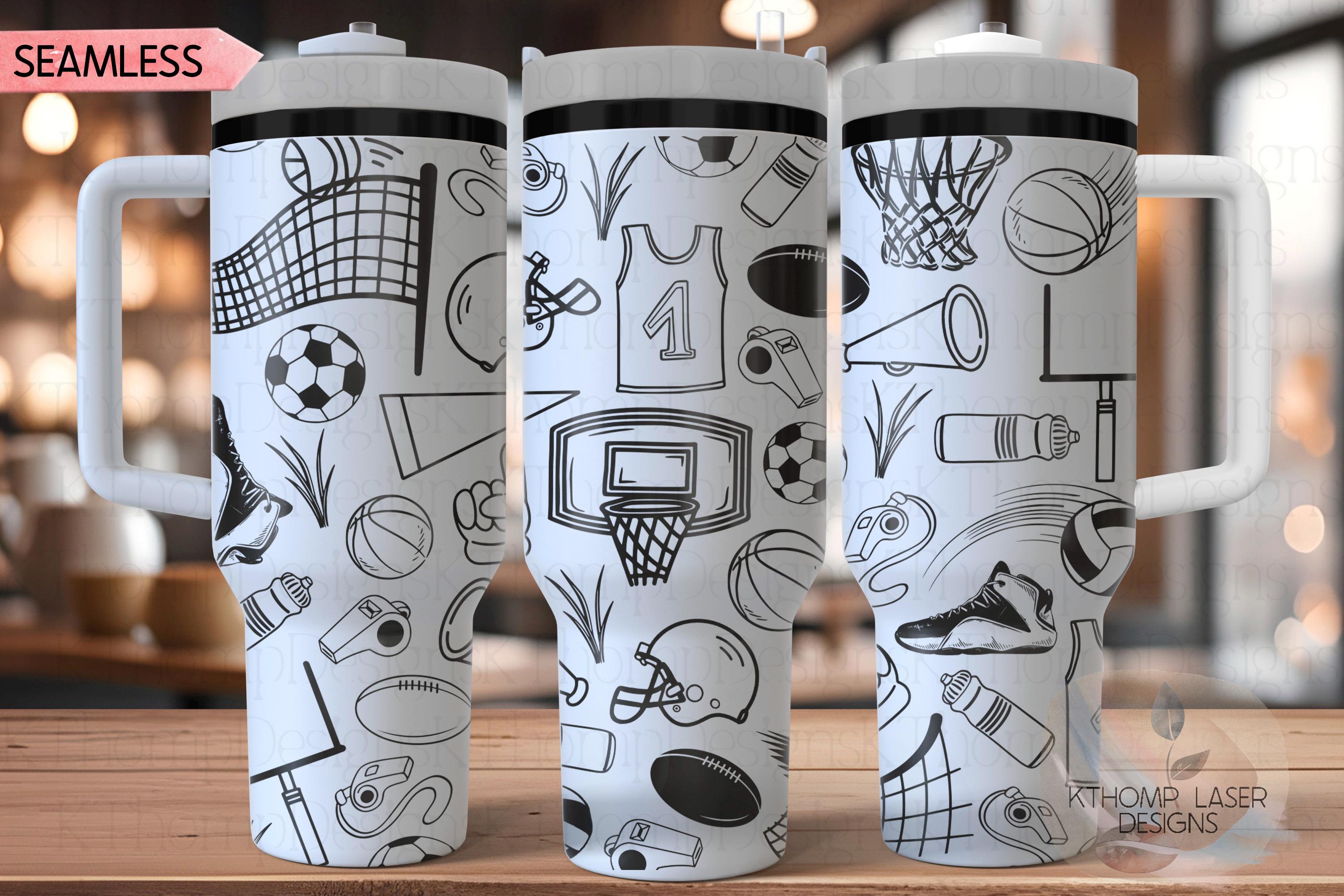 Sports Soccer Volleyball Rugby Basketball Tumbler Wrap SVG | 40oz Laser Engraving File | Rotary Ready Digital Design | Sports Fan SVG