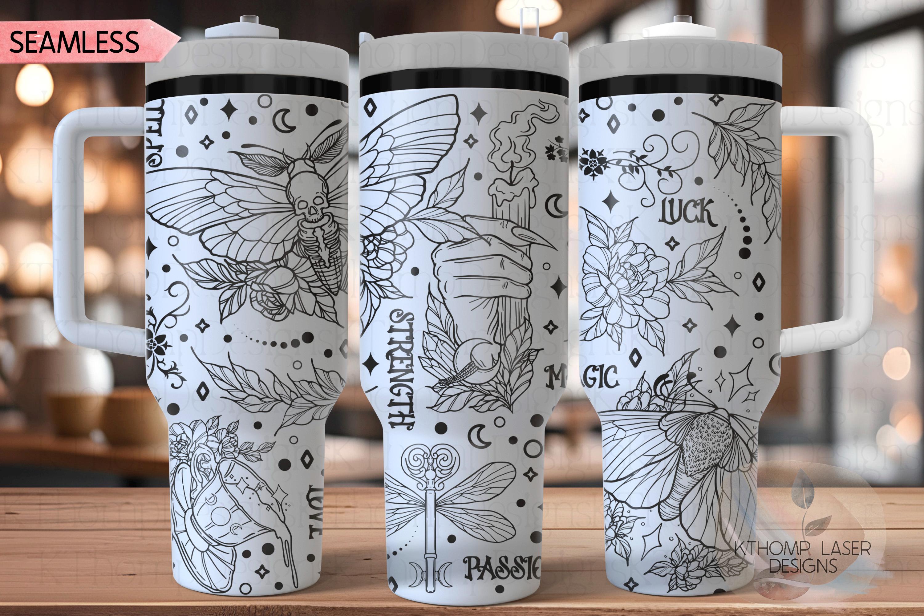 Witchy Vibes Potions & Spells Tumbler Wrap SVG | 40oz Laser Engraving File | Rotary Ready Digital Design | Zodiac Boho SVG