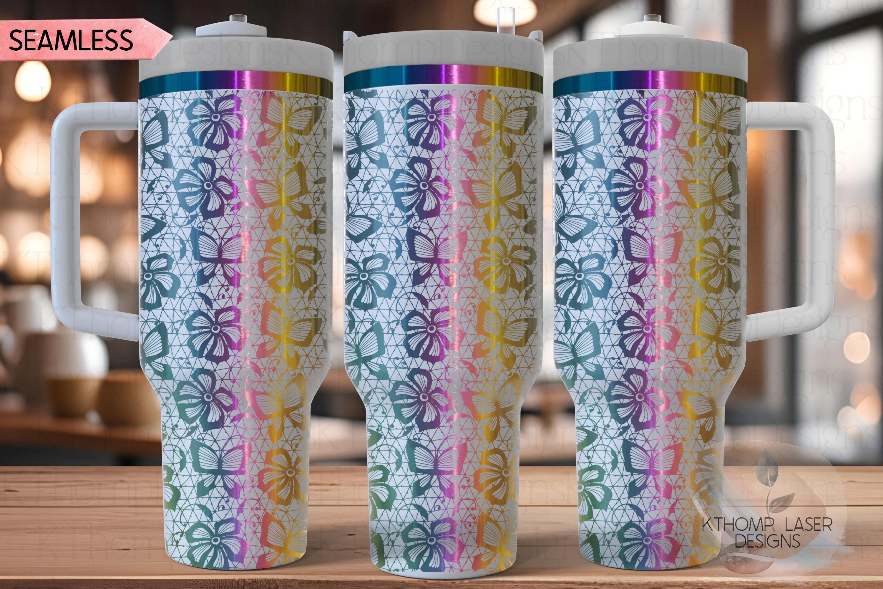 Butterfly Lace Pattern Tumbler Wrap SVG | 40oz Laser Engraving File | Rotary Ready Digital Background SVG