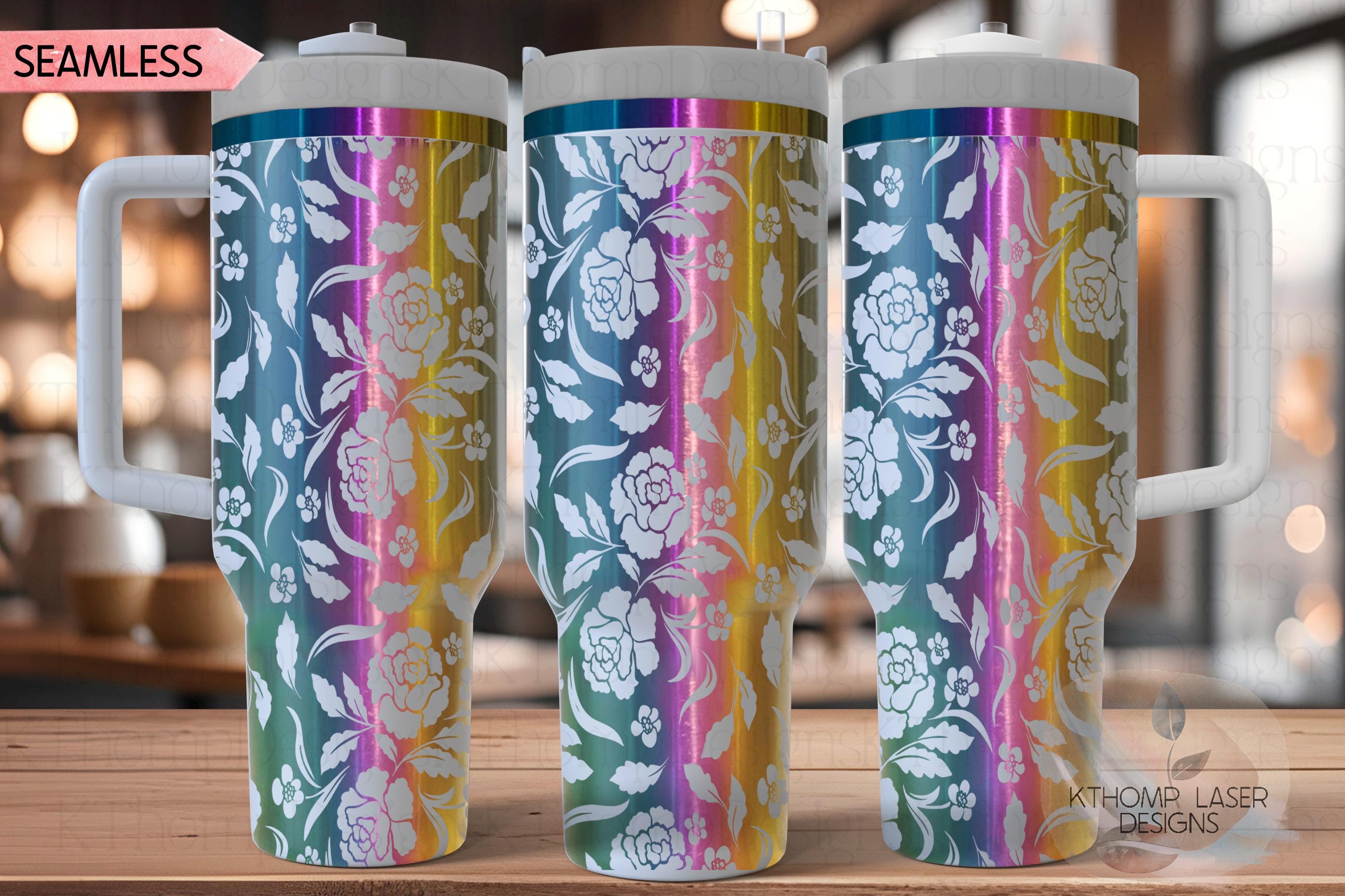 Floral Filagree Vintage Pattern Tumbler Wrap SVG | 40oz Laser Engraving File | Rotary Ready Digital Background SVG