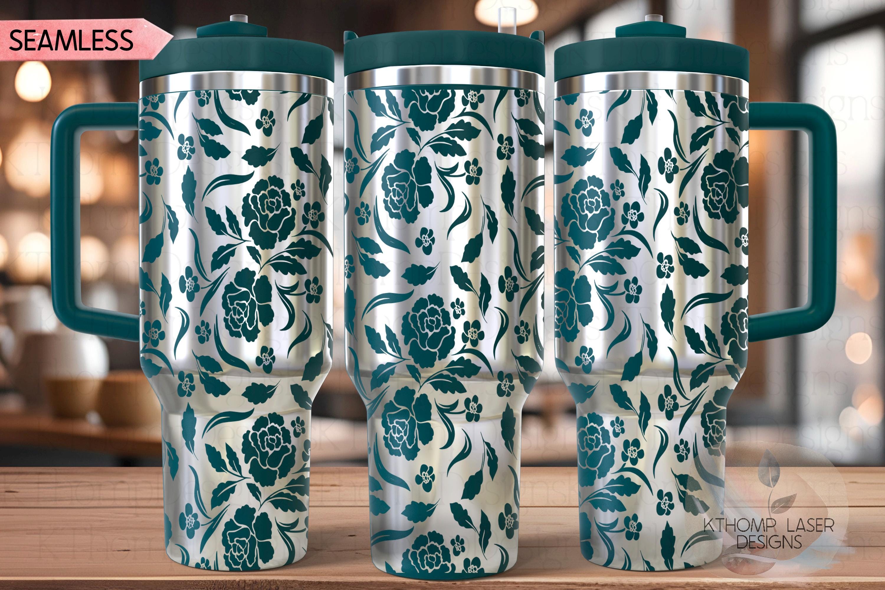 Floral Filagree Vintage Pattern Tumbler Wrap SVG | 40oz Laser Engraving File | Rotary Ready Digital Background SVG