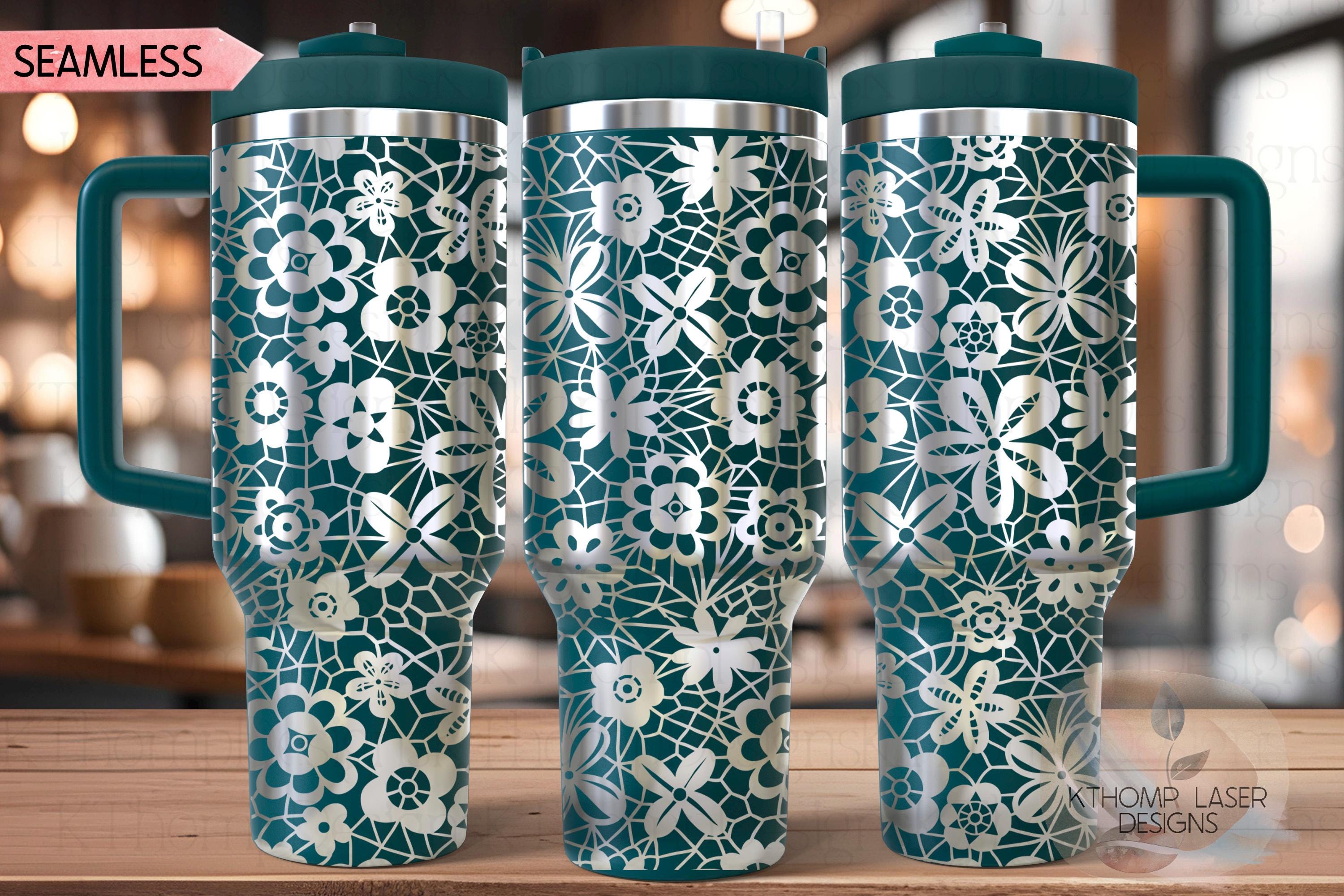 Floral Lace Pattern Tumbler Wrap SVG | 40oz Laser Engraving File | Rotary Ready Digital Background SVG