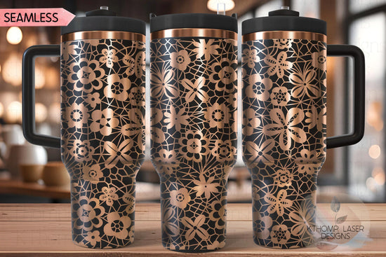 Floral Lace Pattern Tumbler Wrap SVG | 40oz Laser Engraving File | Rotary Ready Digital Background SVG