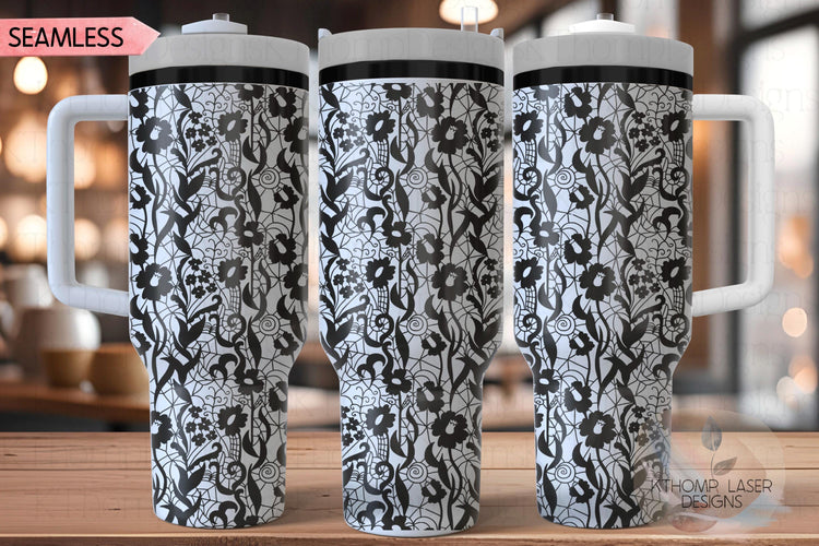 Delicate Floral Lace Pattern Tumbler Wrap SVG | 40oz Laser Engraving File | Rotary Ready Digital Background SVG