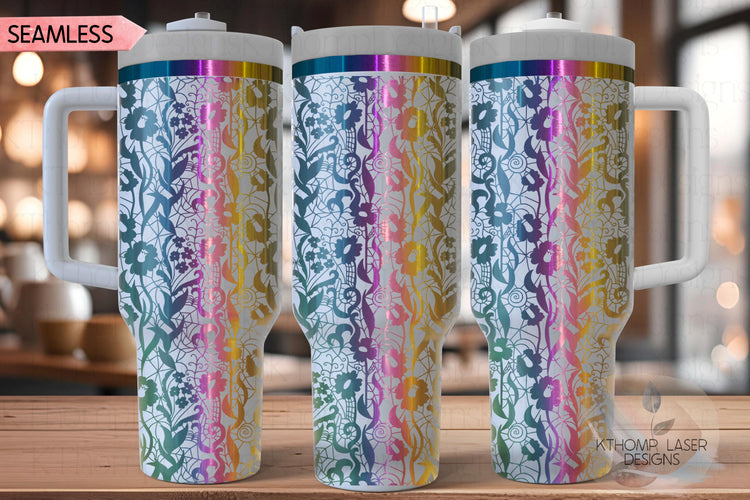 Delicate Floral Lace Pattern Tumbler Wrap SVG | 40oz Laser Engraving File | Rotary Ready Digital Background SVG