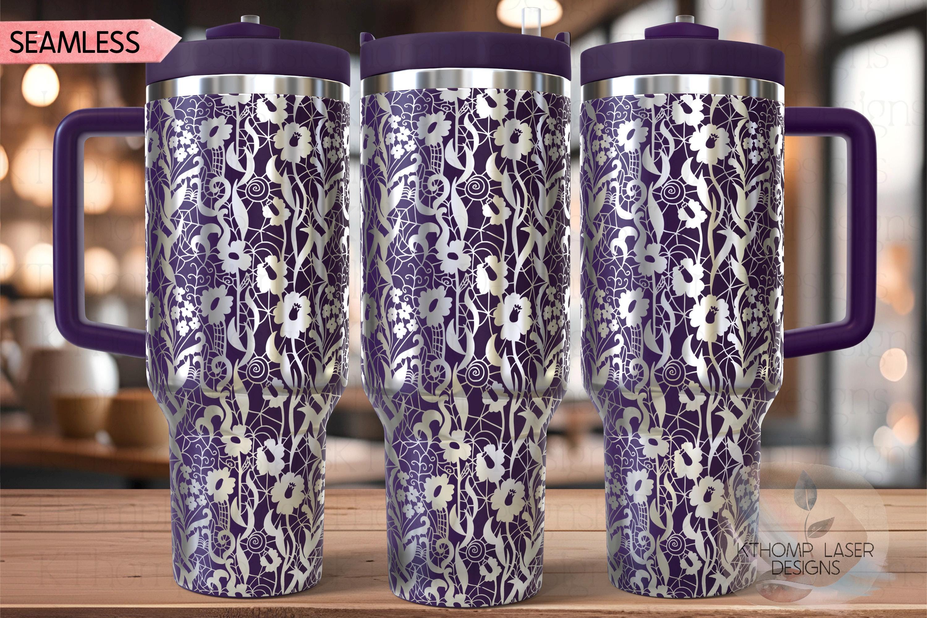 Delicate Floral Lace Pattern Tumbler Wrap SVG | 40oz Laser Engraving File | Rotary Ready Digital Background SVG