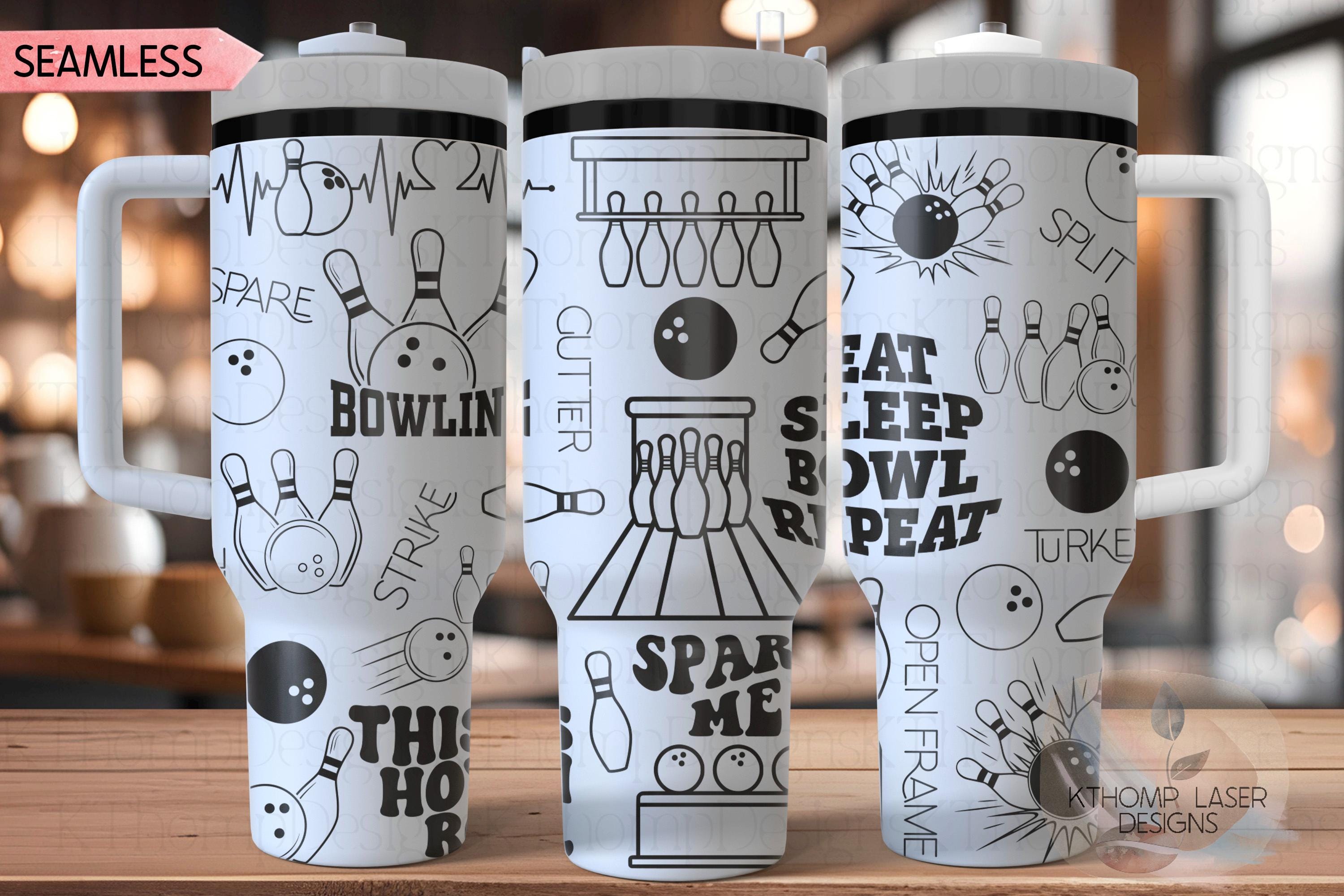 Bowler Bowling League Tumbler Wrap SVG | 40oz Laser Engraving File | Rotary Ready Digital Design | Sports Fan SVG