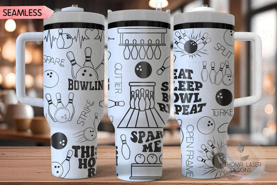 Bowler Bowling League Tumbler Wrap SVG | 40oz Laser Engraving File | Rotary Ready Digital Design | Sports Fan SVG