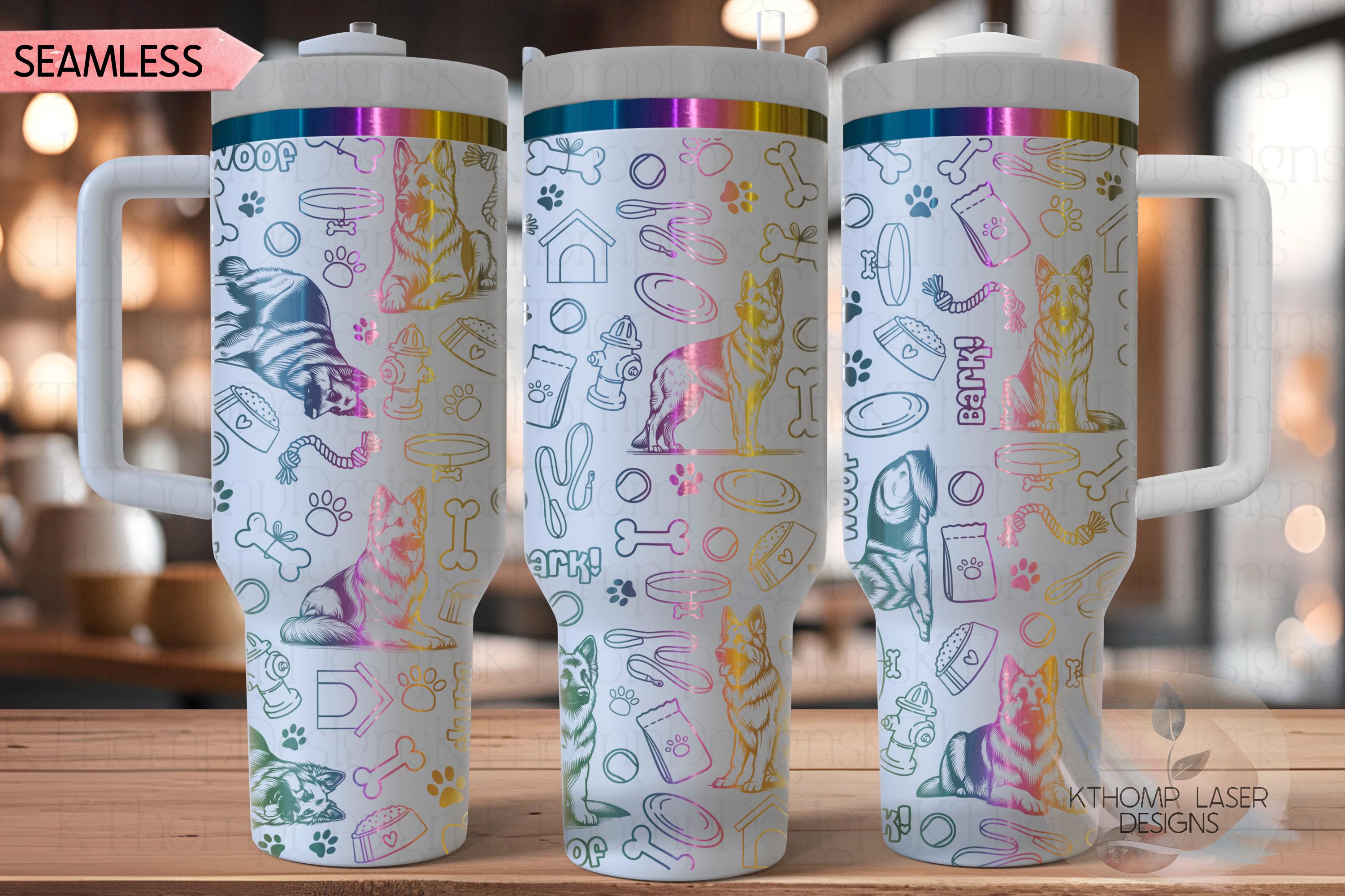 German Shepherd Tumbler Wrap SVG | 40oz Laser Engraving File | Rotary Engrave Digital Design | Dog Lover Gift