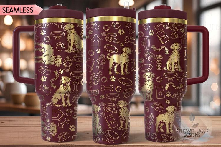Labrador Retriever Tumbler Wrap SVG | 40oz Laser Engraving File | Rotary Engrave Digital Design | Dog Lover Gift