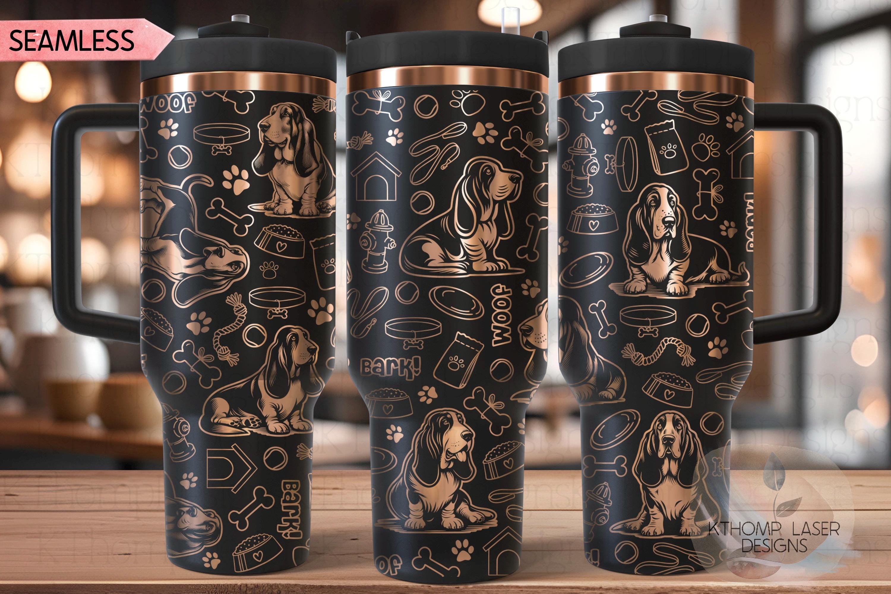 Bassett Hound Tumbler Wrap SVG | 40oz Laser Engraving File | Rotary Engrave Digital Design | Dog Lover Gift