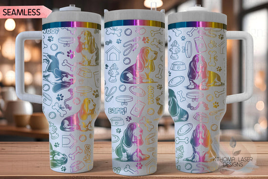 Bassett Hound Tumbler Wrap SVG | 40oz Laser Engraving File | Rotary Engrave Digital Design | Dog Lover Gift