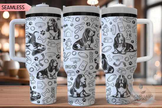 Bassett Hound Tumbler Wrap SVG | 40oz Laser Engraving File | Rotary Engrave Digital Design | Dog Lover Gift
