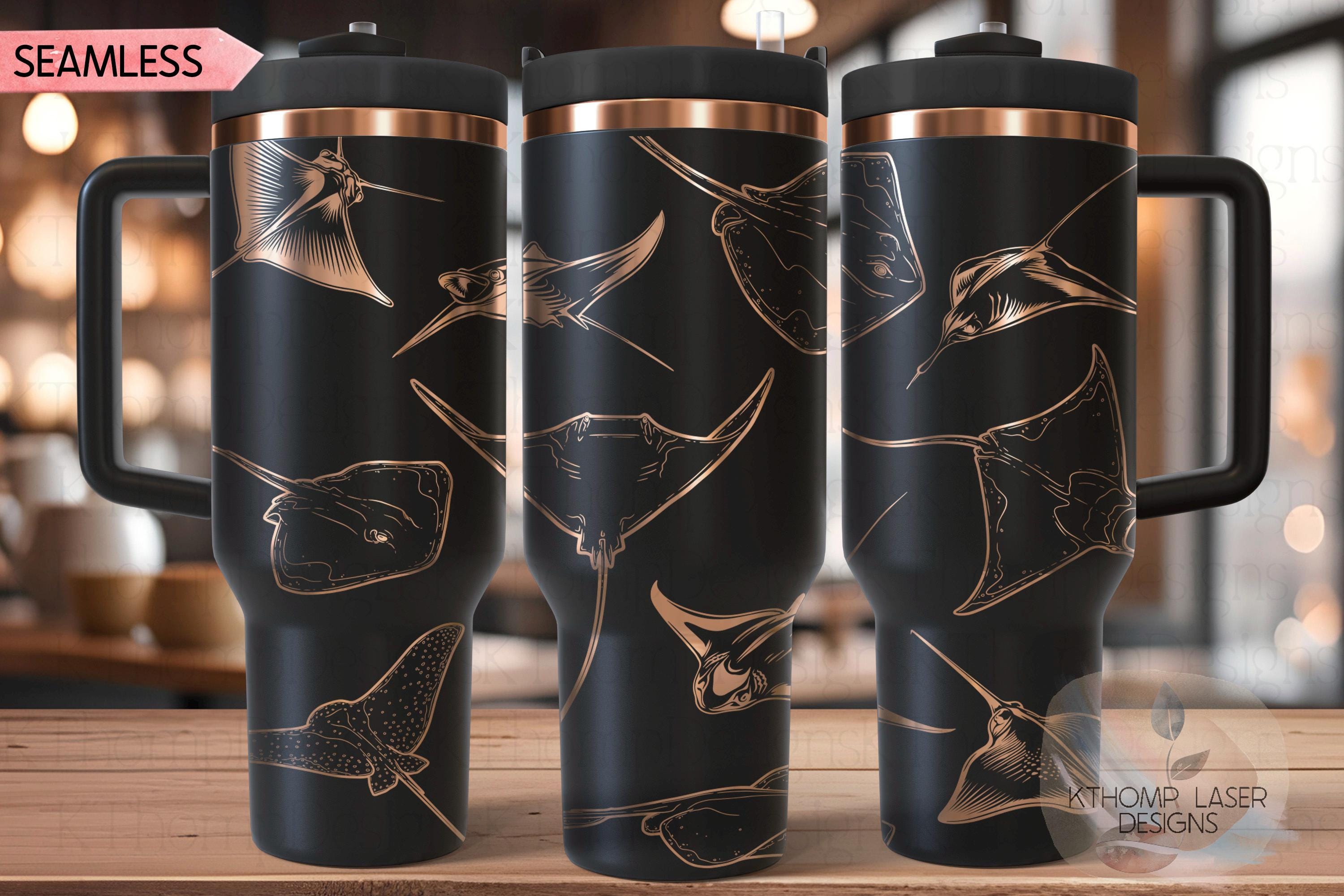 Stingrays Manta Rays Tumbler Wrap SVG | 40oz Laser Engraving File | Rotary Ready Digital Design | Ocean Nautical SVG