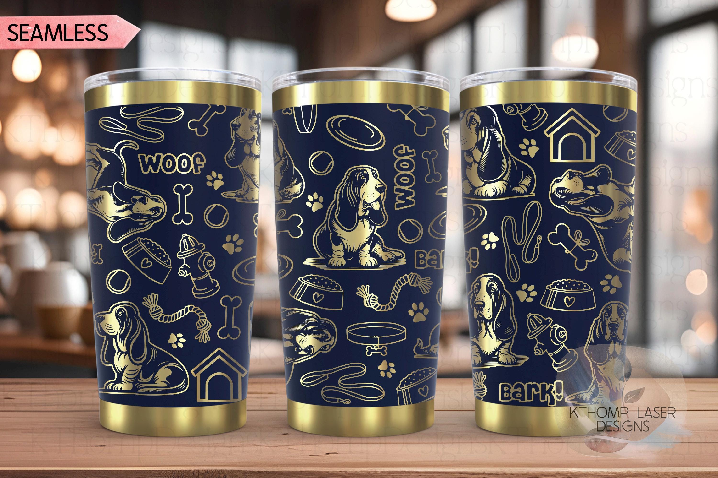 Bassett Hound Tumbler Wrap SVG | 20oz and 30oz Laser Engraving File | Rotary Engrave Digital Design | Dog Lover Gift