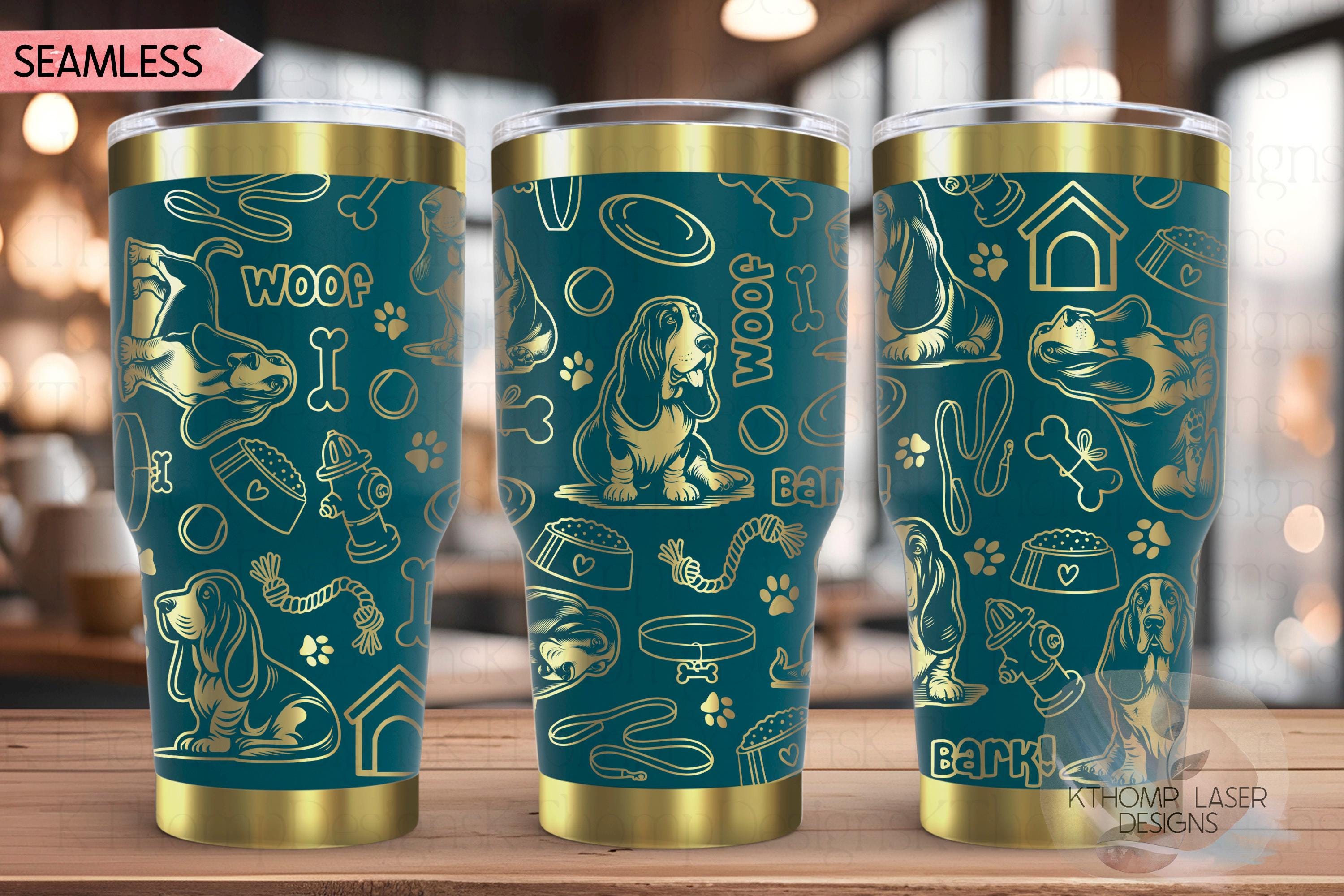 Bassett Hound Tumbler Wrap SVG | 20oz and 30oz Laser Engraving File | Rotary Engrave Digital Design | Dog Lover Gift