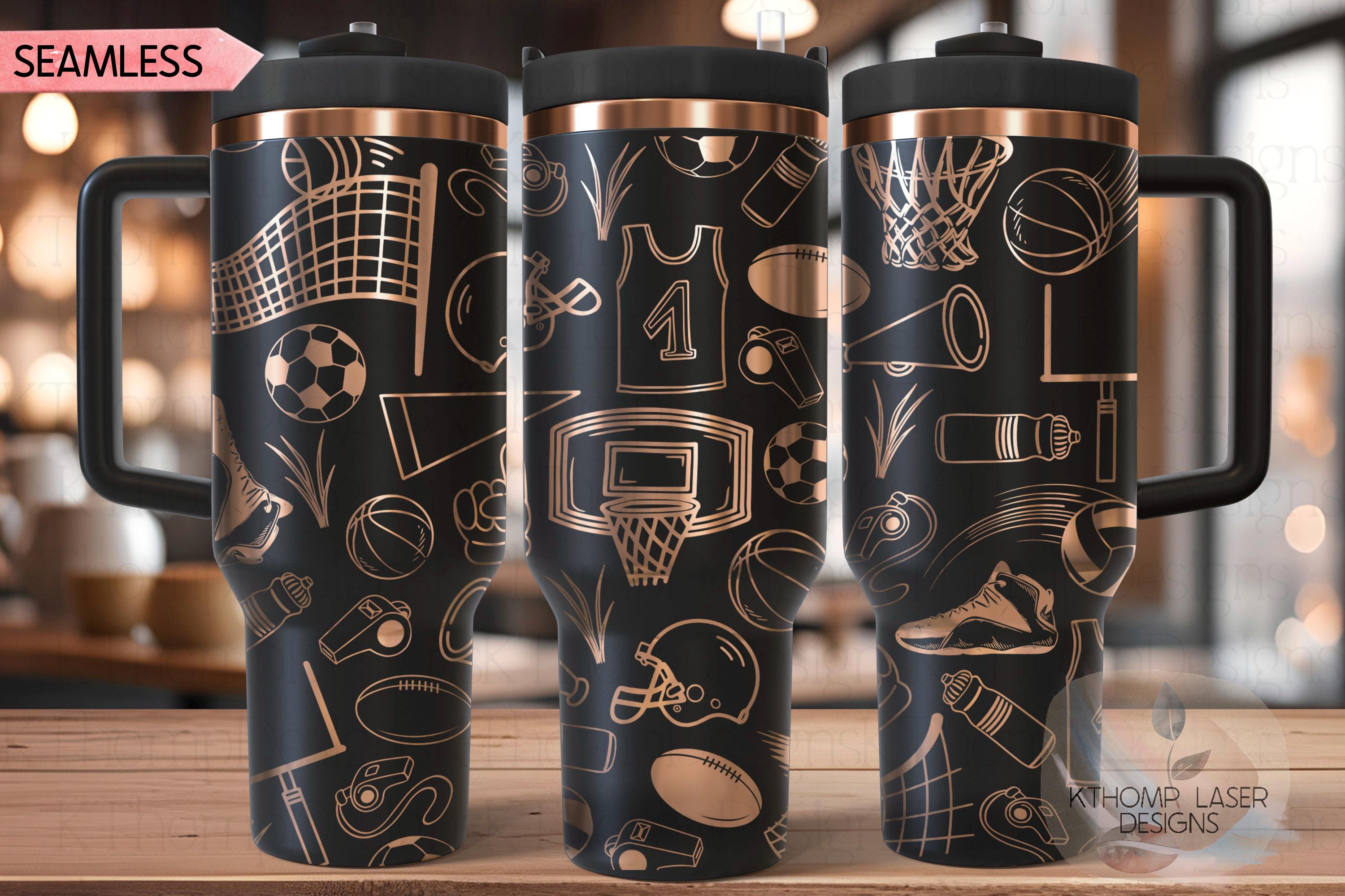 Sports Soccer Volleyball Rugby Basketball Tumbler Wrap SVG | 40oz Laser Engraving File | Rotary Ready Digital Design | Sports Fan SVG