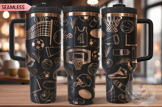 Sports Soccer Volleyball Rugby Basketball Tumbler Wrap SVG | 40oz Laser Engraving File | Rotary Ready Digital Design | Sports Fan SVG