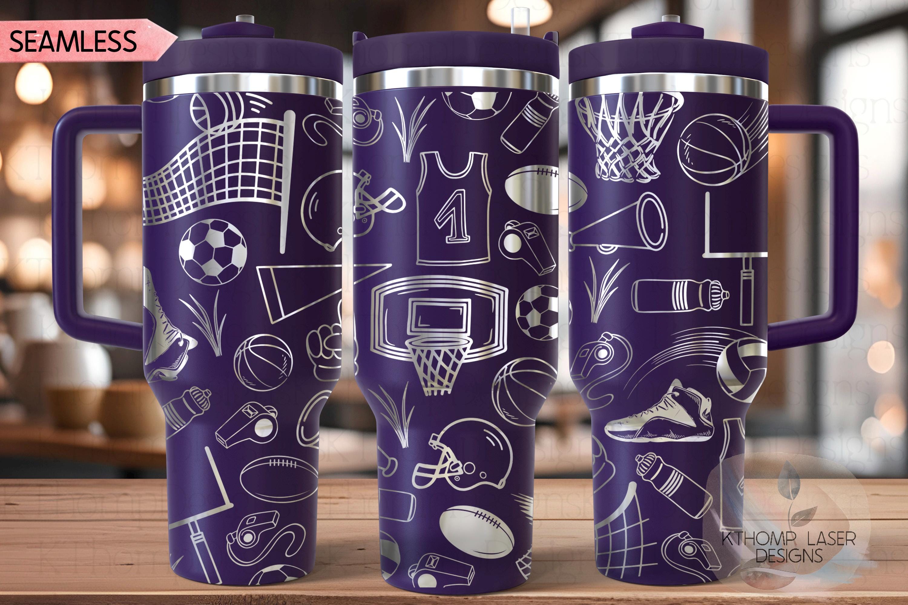 Sports Soccer Volleyball Rugby Basketball Tumbler Wrap SVG | 40oz Laser Engraving File | Rotary Ready Digital Design | Sports Fan SVG