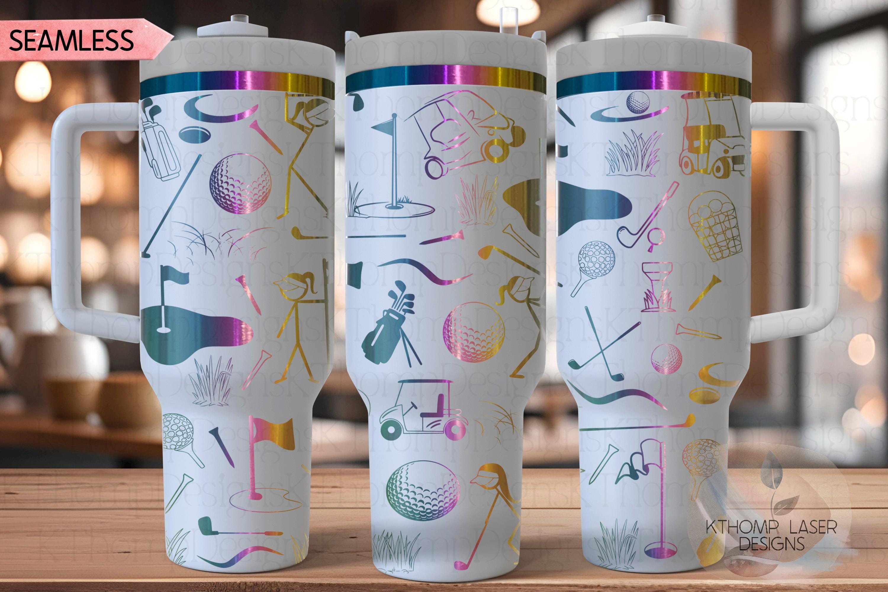 Golf Doodles Female Golfer Tumbler Wrap SVG | 40oz Laser Engraving File | Rotary Ready Digital Design | Sports Fan SVG