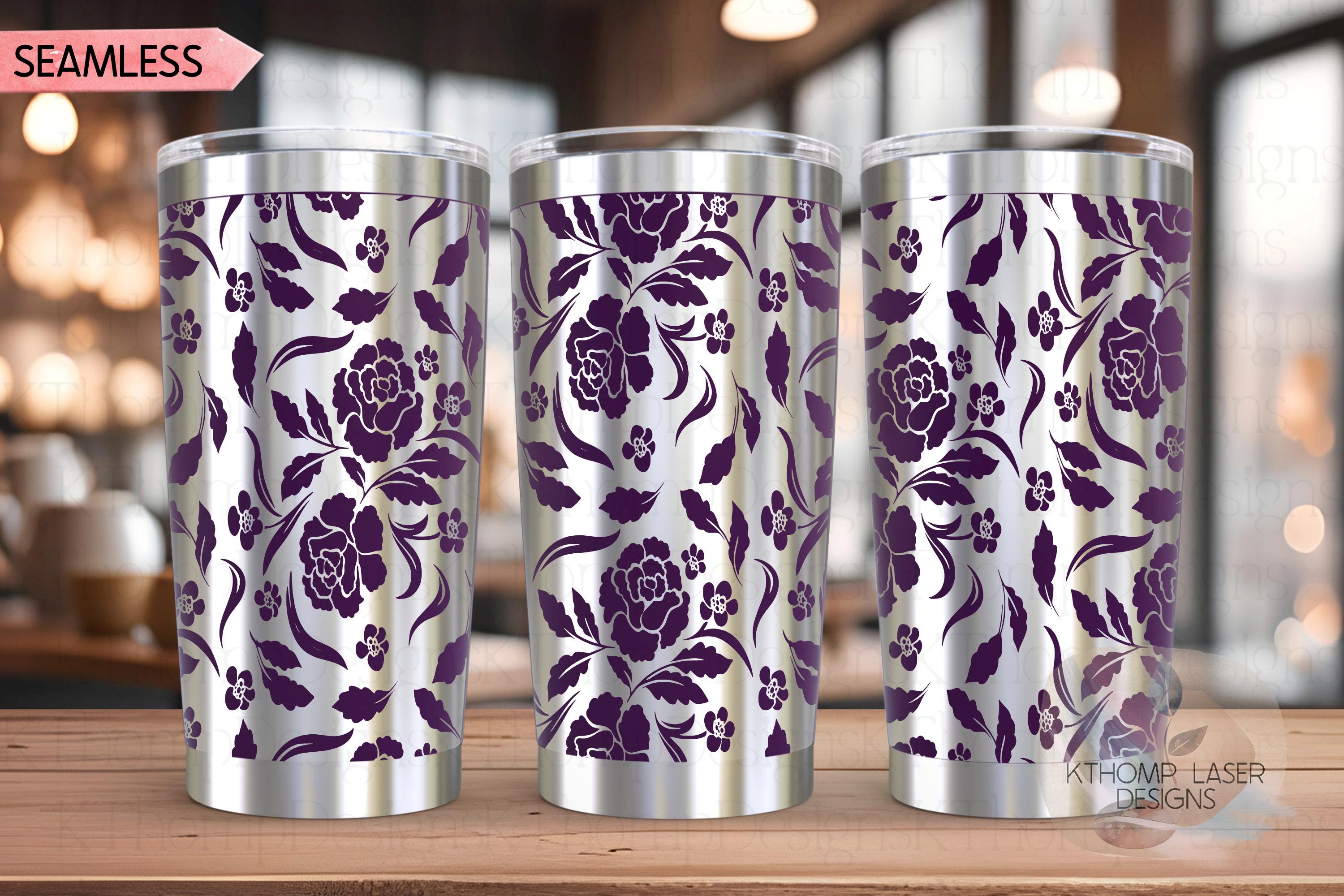 Floral Filagree Vintage Pattern Tumbler Wrap SVG | 20oz and 30oz Laser Engraving File | Rotary Ready Digital Background SVG