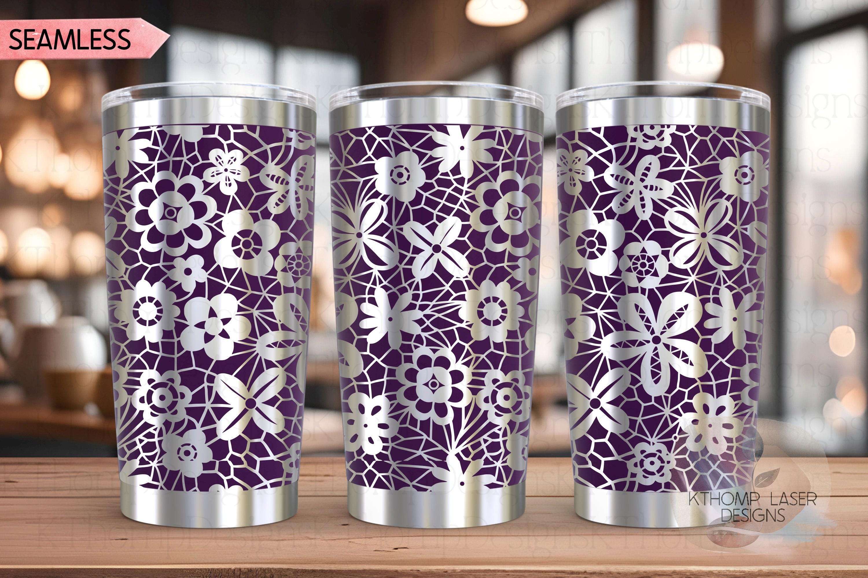 Floral Lace Pattern Tumbler Wrap SVG | 20oz and 30oz Laser Engraving File | Rotary Ready Digital Background SVG